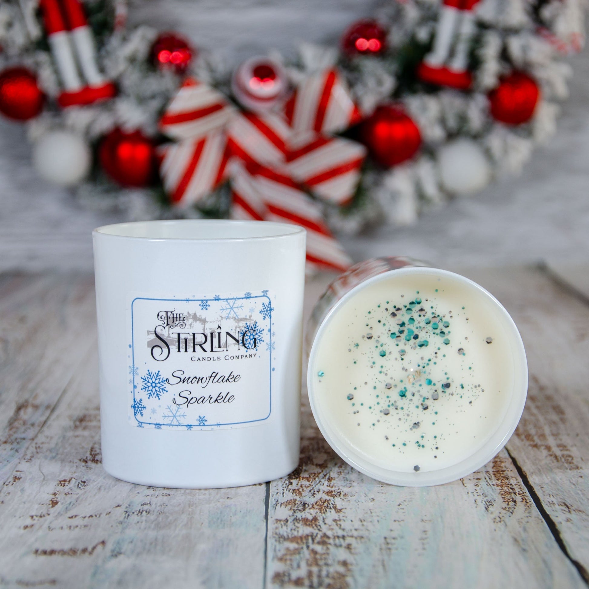 Snowflake Sparkle - Large Candle - mezetto Shopify Collective The Stirling Candle Company
