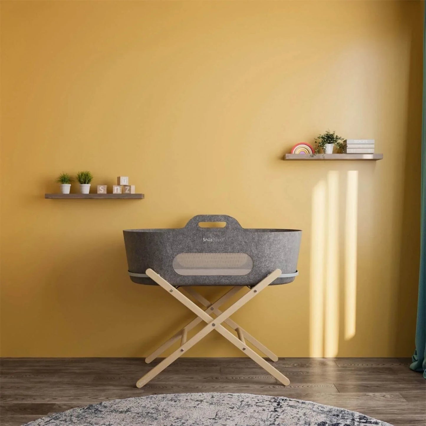 Snüz Baskit Moses Basket & Stand Bundle - Dark Grey & Natural - mezetto ebebek ebebek