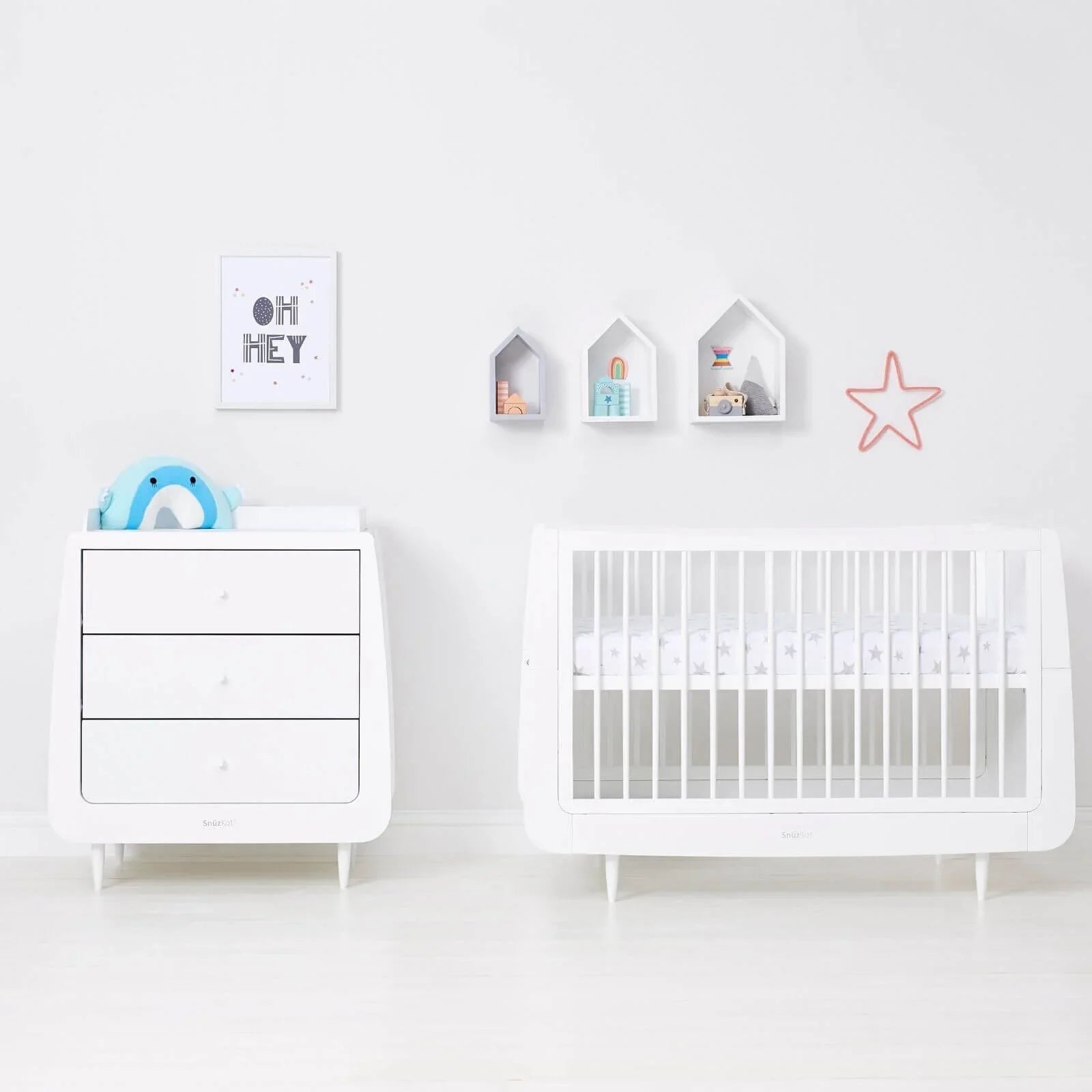 Snüz Cot & Cot Bed Fitted Sheet 2 Pack - Grey Stars - mezetto ebebek ebebek