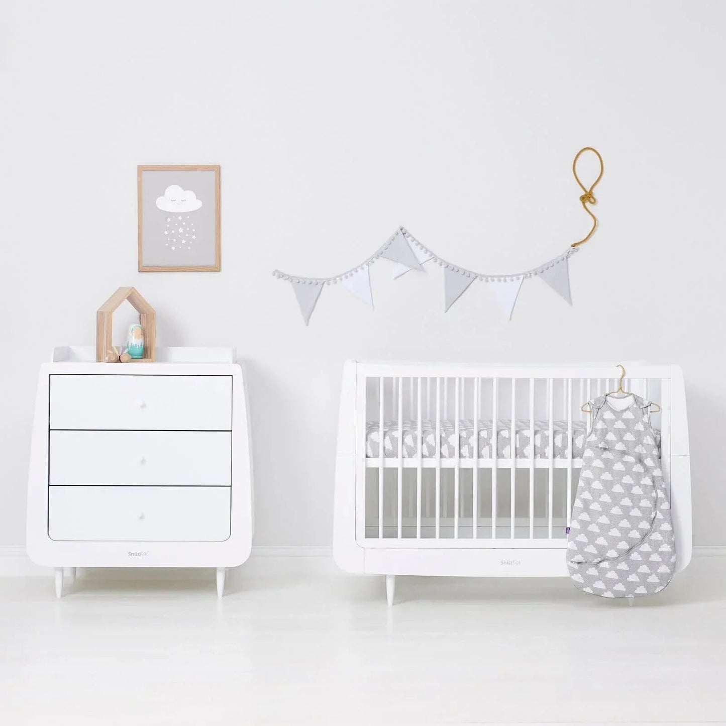 Snüz Cot & Cot Bed Fitted Sheet 2 pcs - Cloud - mezetto ebebek ebebek