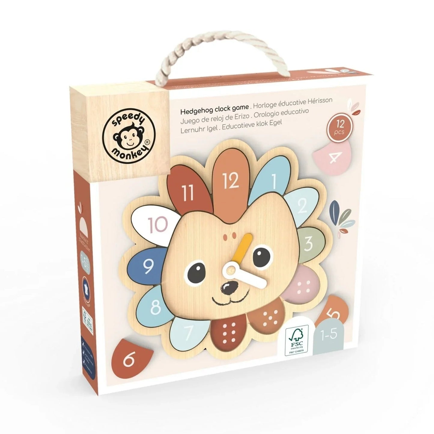 Speedy Monkey Hedgehog Educational Clock - mezetto ebebek ebebek
