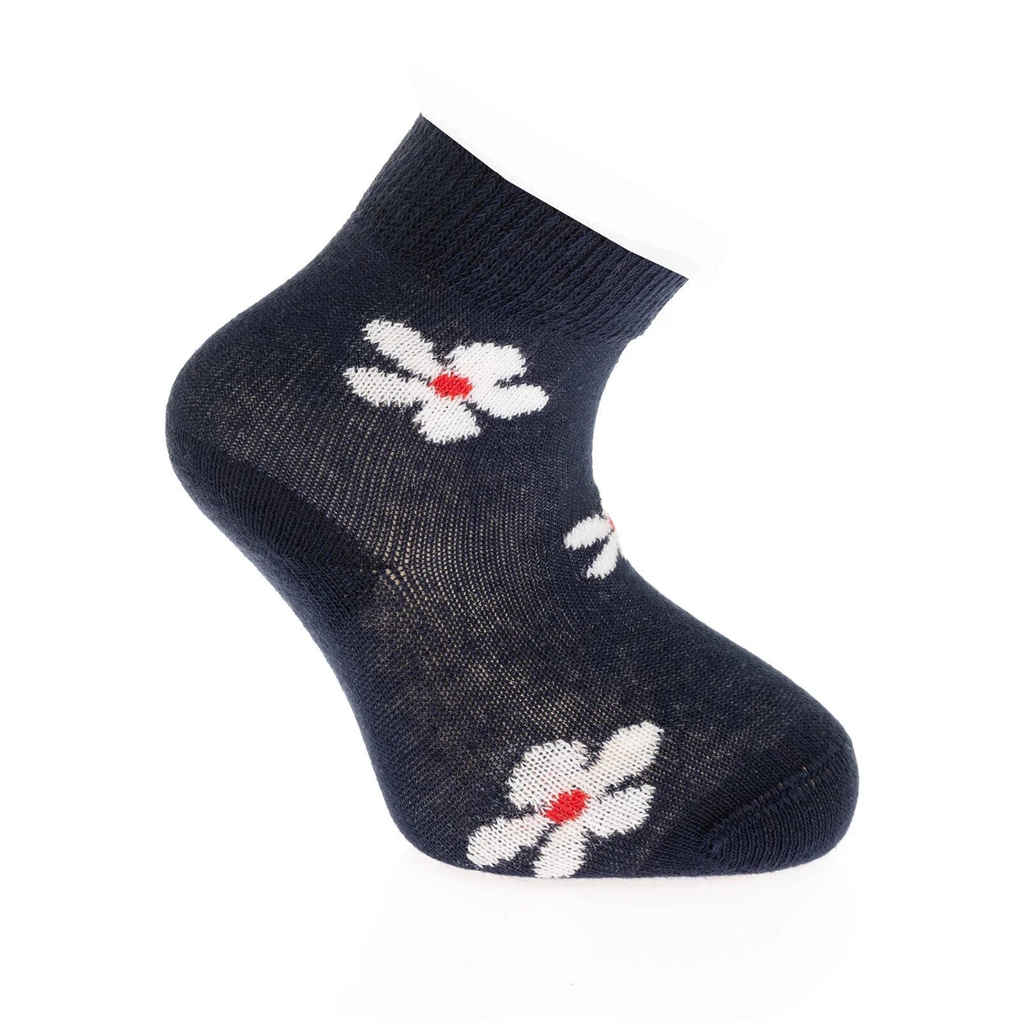 Step Flower Socks 3 Pcs - Red - mezetto ebebek ebebek