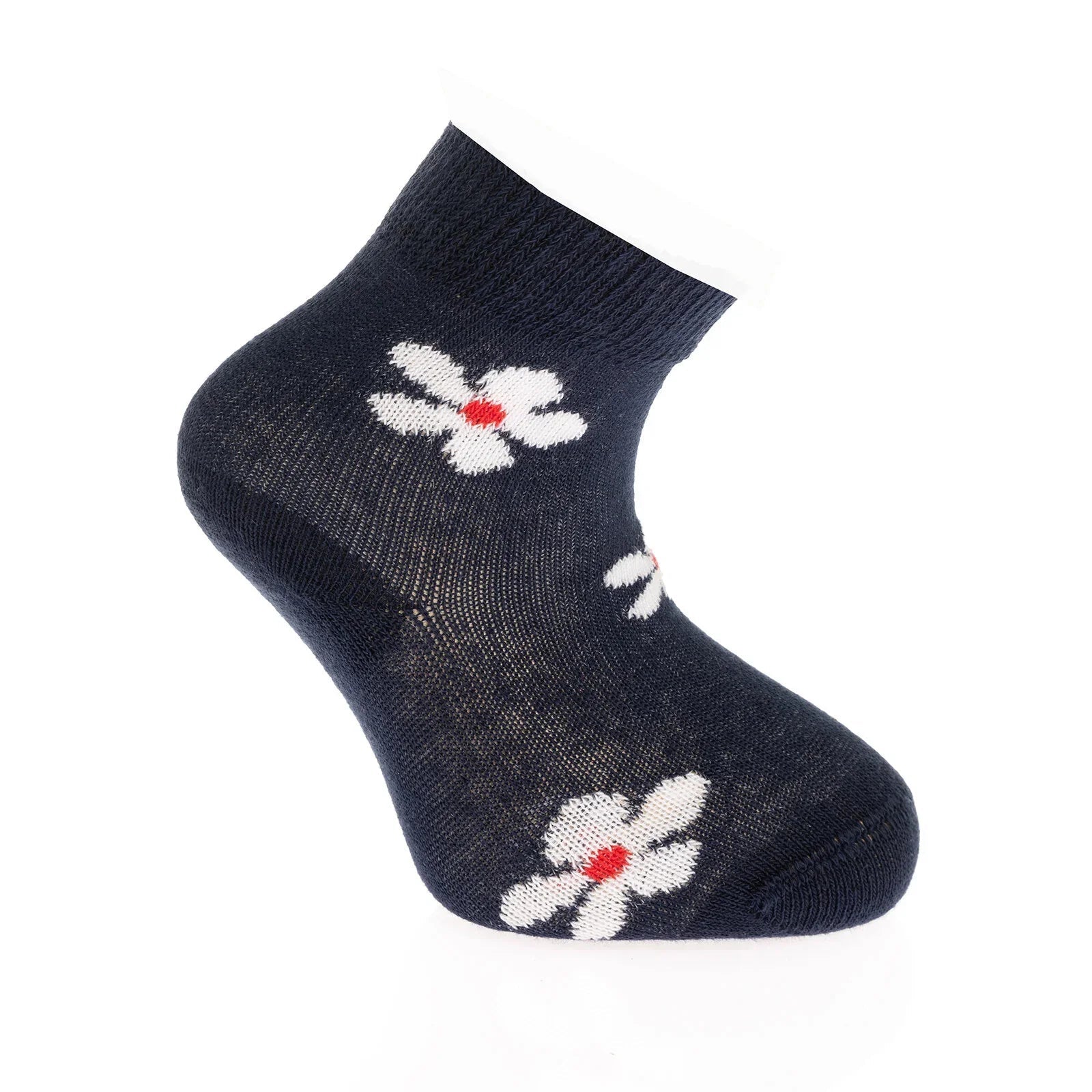 Step Flower Socks 3 Pcs - Red - mezetto ebebek ebebek