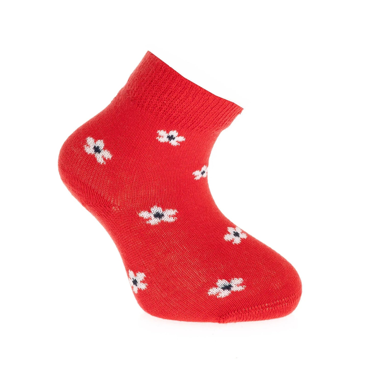 Step Flower Socks 3 Pcs - Red - mezetto ebebek ebebek