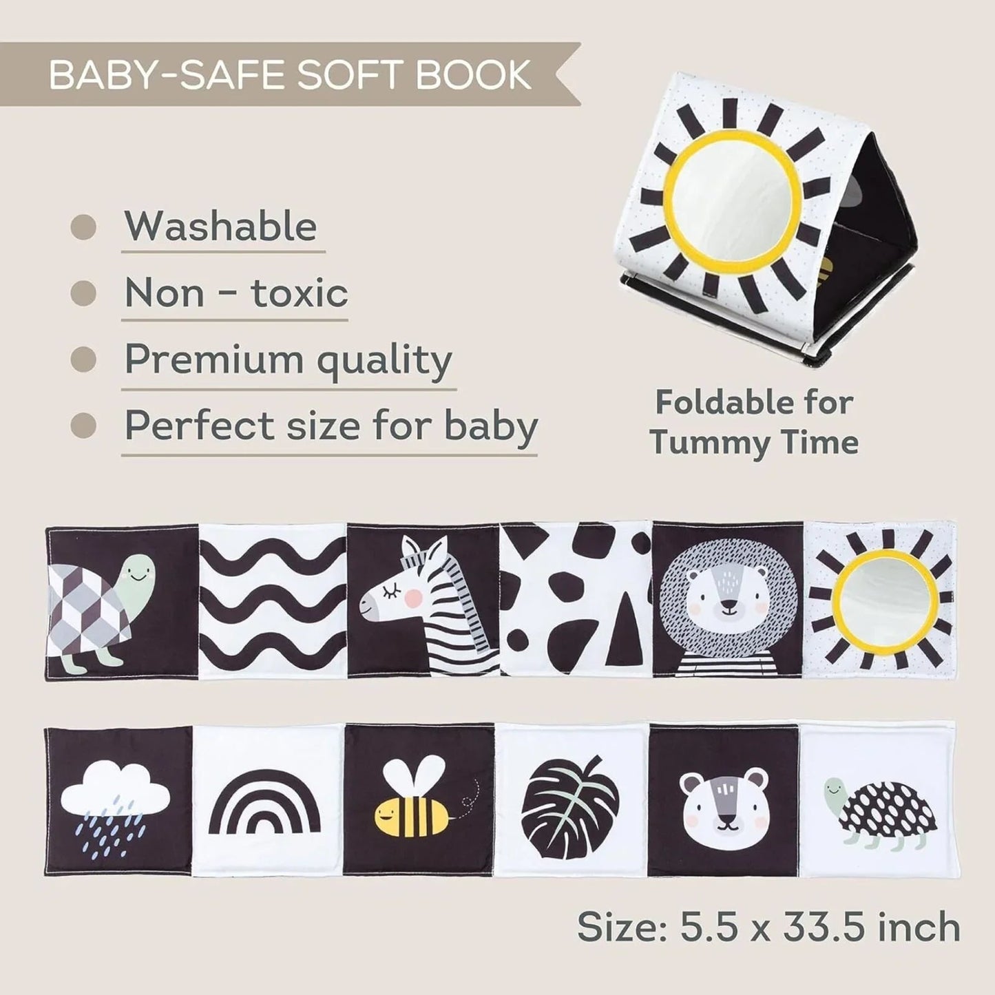 Taf Toys Savannah Black & White Book - mezetto ebebek ebebek