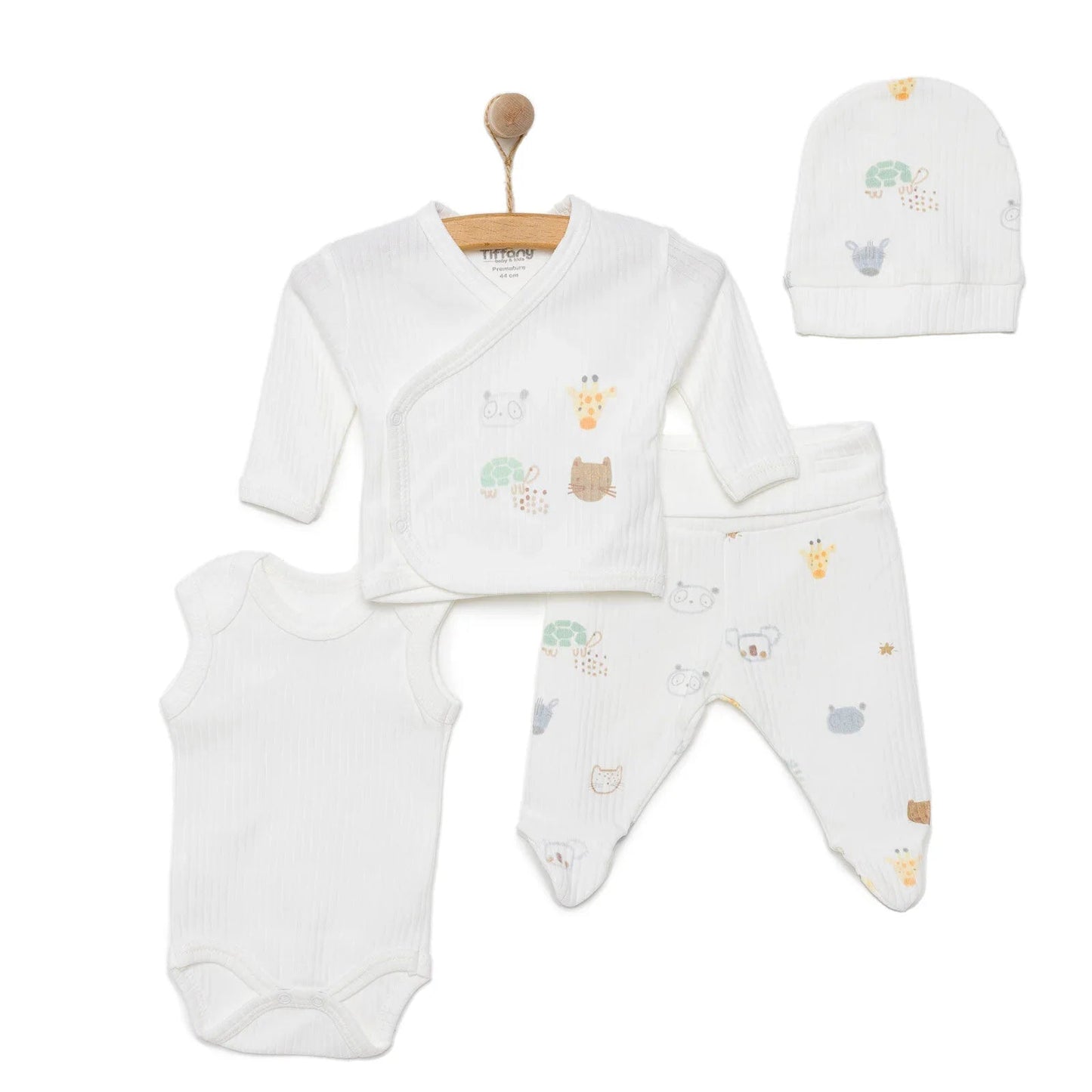 Tiffany Newborn Boy Premature Baby Set - Ecru - mezetto ebebek ebebek