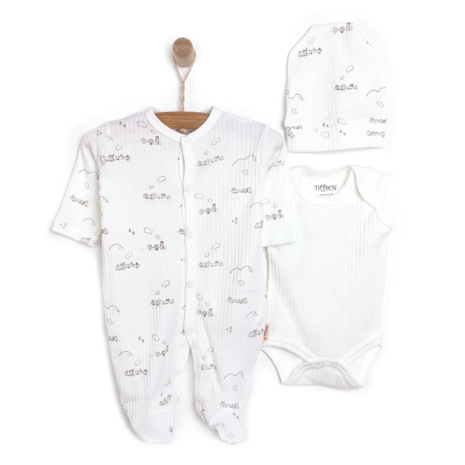 Tiffany Newborn Premature Baby Set - Ecru - mezetto ebebek ebebek