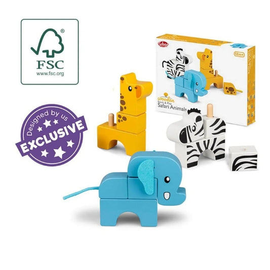 Tobar - Wooden Stack And Play Safari Animals - mezetto ebebek ebebek