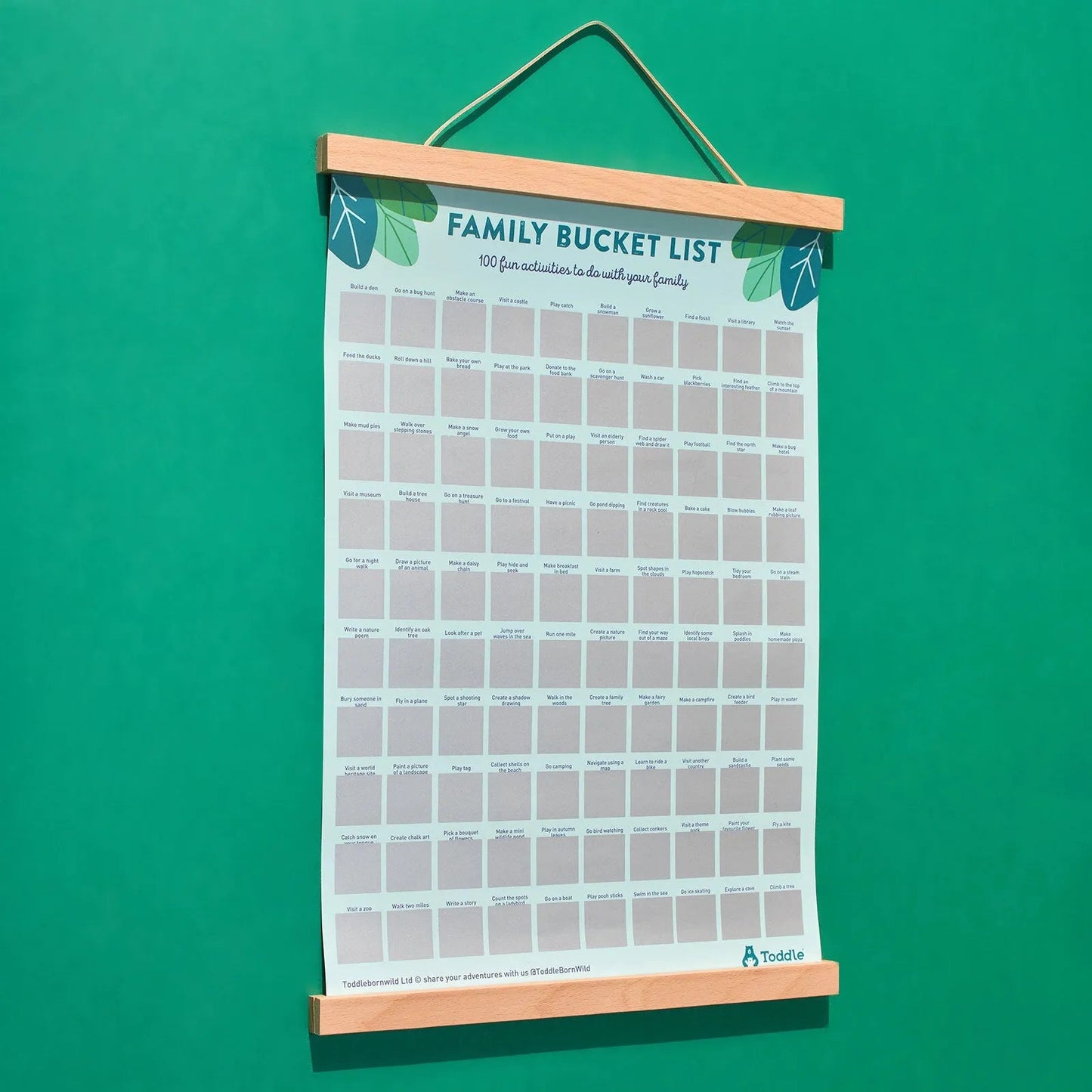 Toddle born Wild A2 100 Activity Bucket List Poster - mezetto ebebek ebebek
