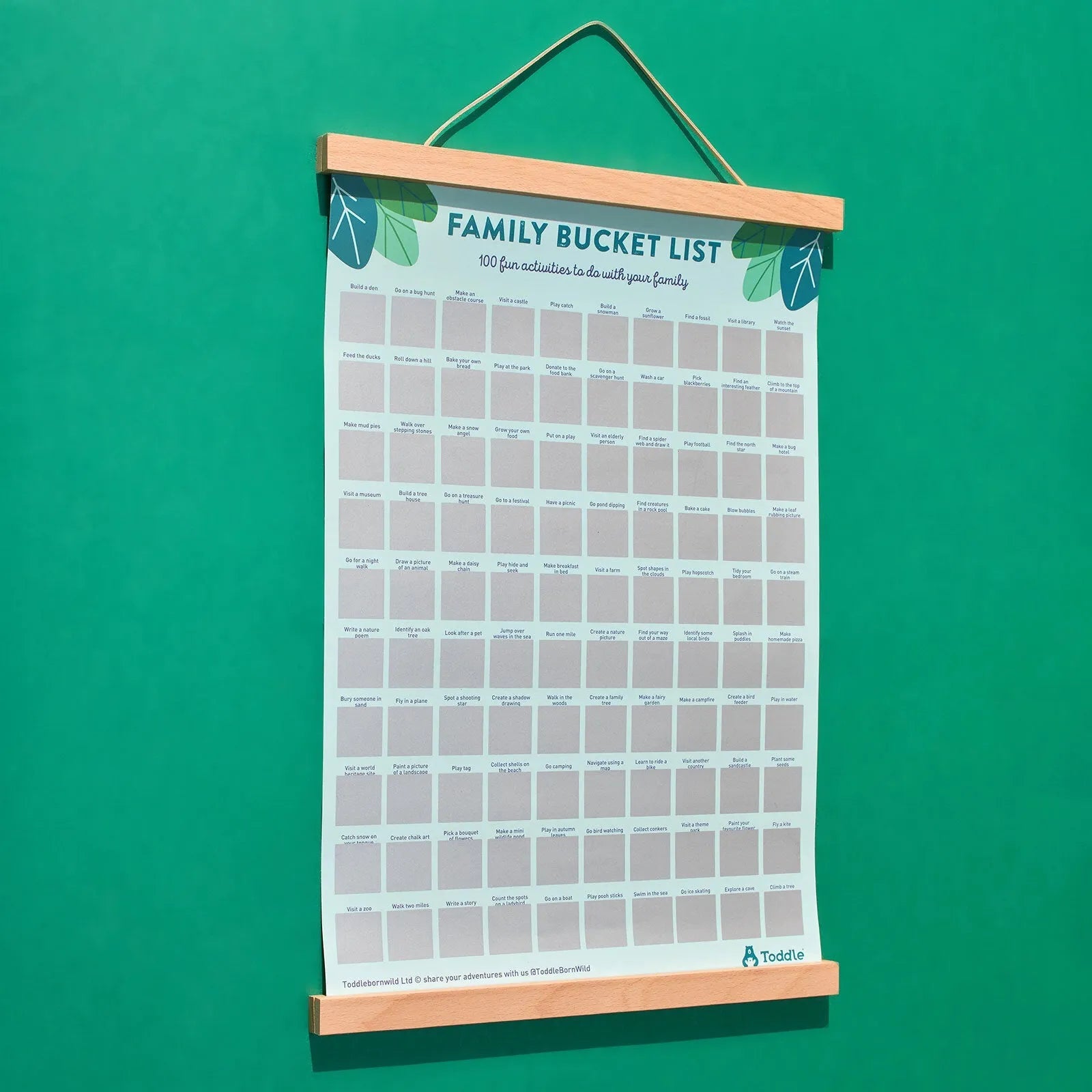 Toddle born Wild A2 100 Activity Bucket List Poster - mezetto ebebek ebebek