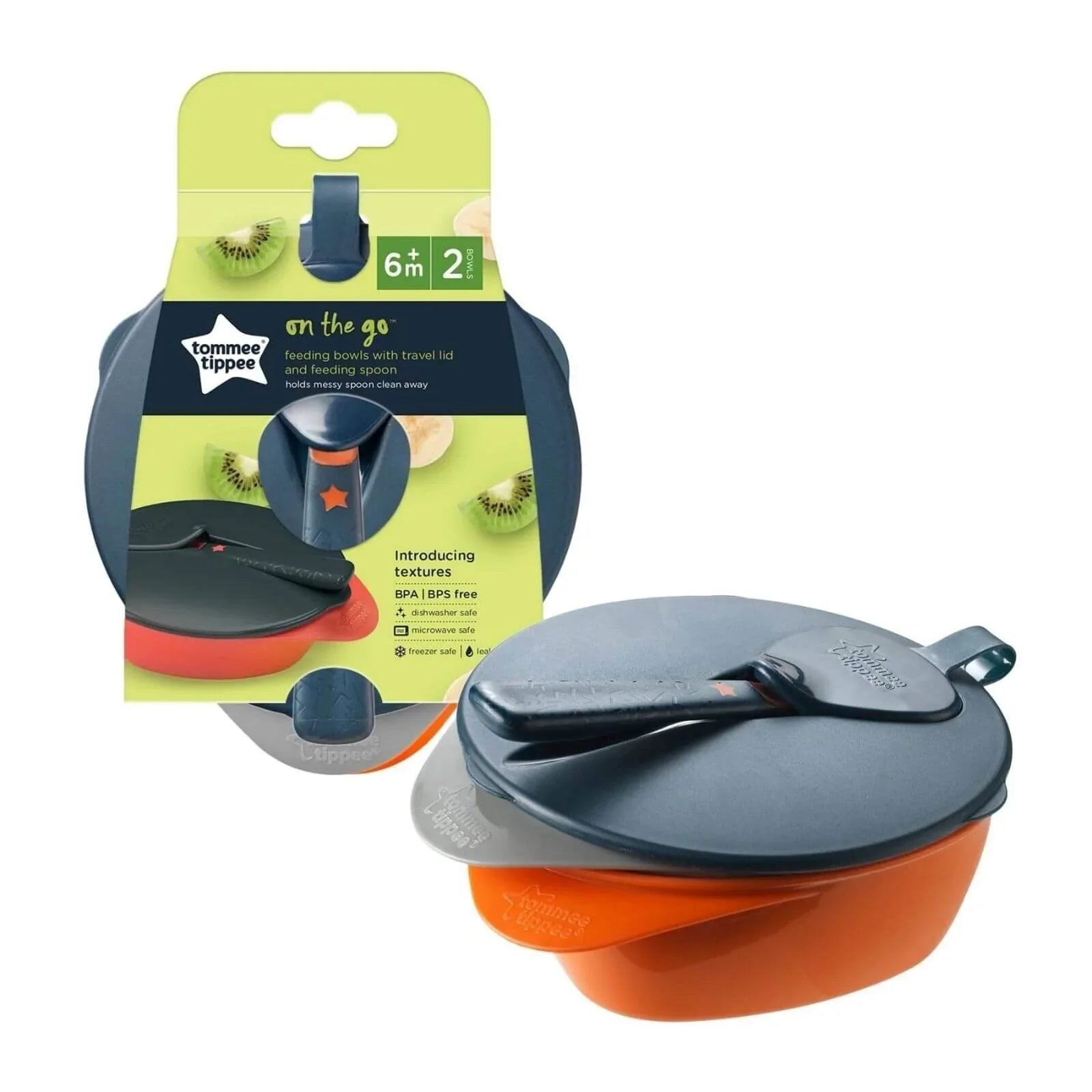 Tommee Tippee 2 Feeding Bowls with Spoon and Lid - mezetto ebebek ebebek