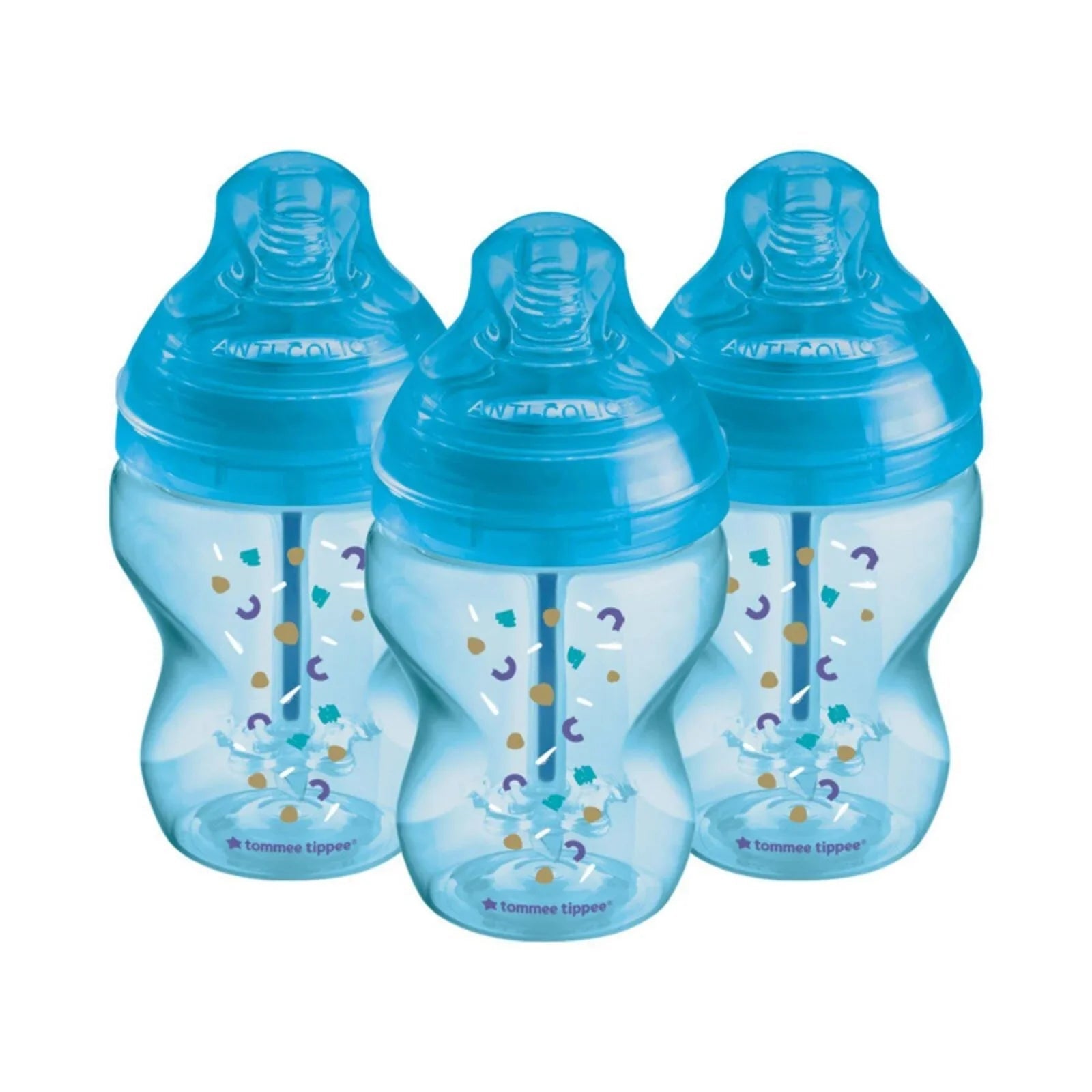 Tommee Tippee Advanced Anti - Colic Bottle Sky 260ml Pack of 3 - mezetto ebebek ebebek