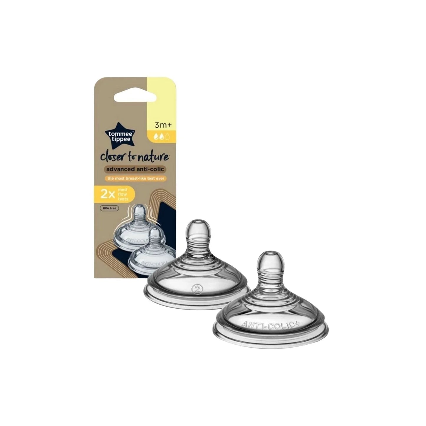 Tommee Tippee Advanced Anti - Colic Teat Medium Flow 3+ months 2 pcs - mezetto ebebek ebebek
