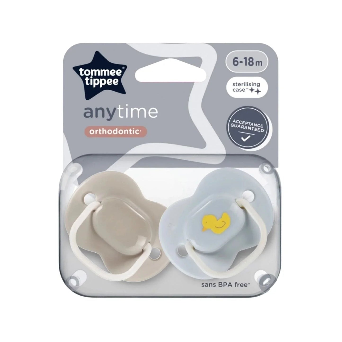 Tommee Tippee Anytime Soother 6 - 18 months Pack of 2 Assorted - mezetto ebebek ebebek