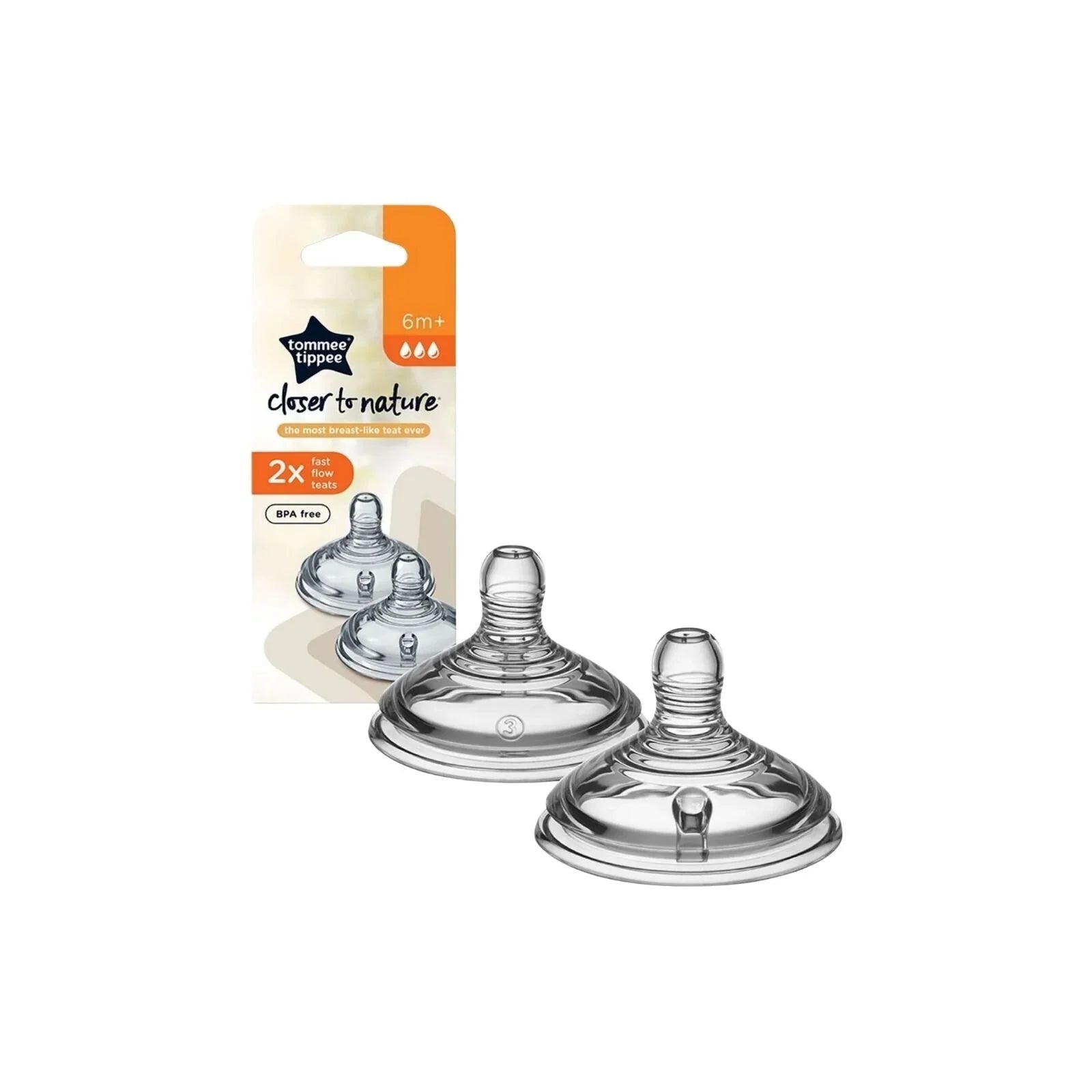 Tommee Tippee Closer to Nature Teat Fast Flow 6+ months Pack of 2 - mezetto ebebek ebebek