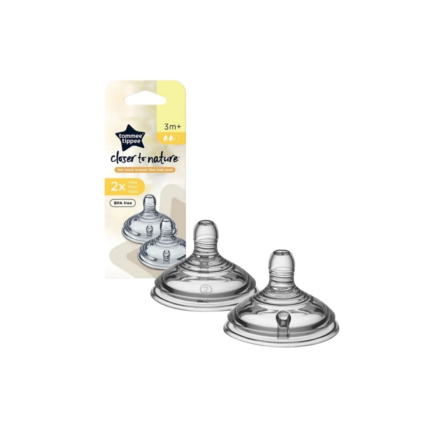 Tommee Tippee Closer to Nature Teat Medium Flow 3+ months Pack of 2 - mezetto ebebek ebebek