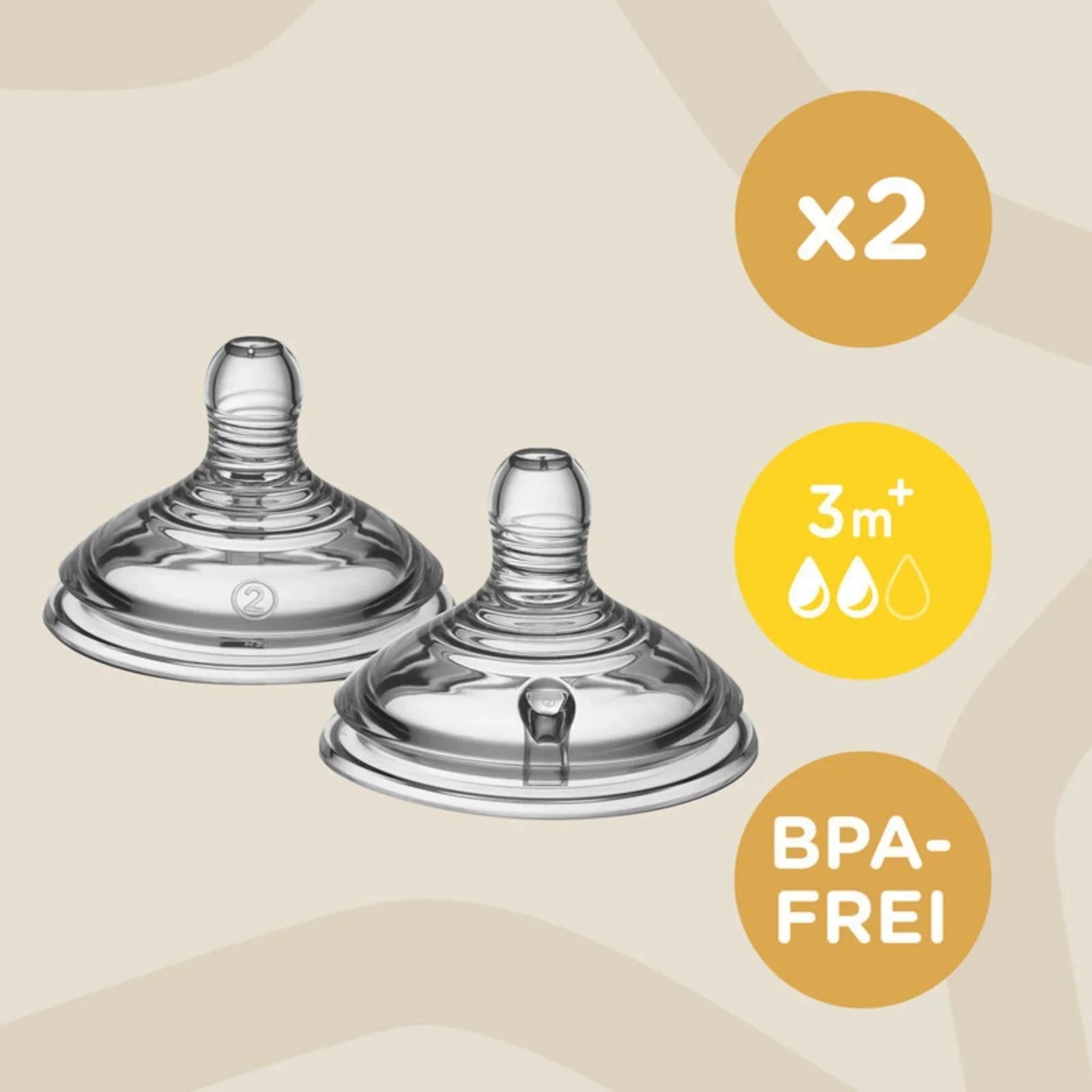 Tommee Tippee Closer to Nature Teat Medium Flow 3+ months Pack of 2 - mezetto ebebek ebebek