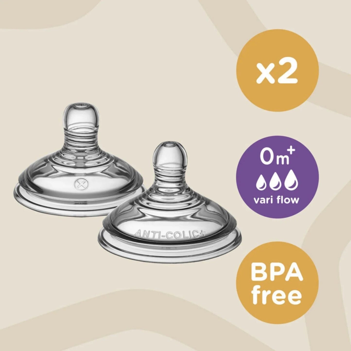 Tommee Tippee Closer to Nature Vari Flow Teat 0+ months Pack of 2 - mezetto ebebek ebebek