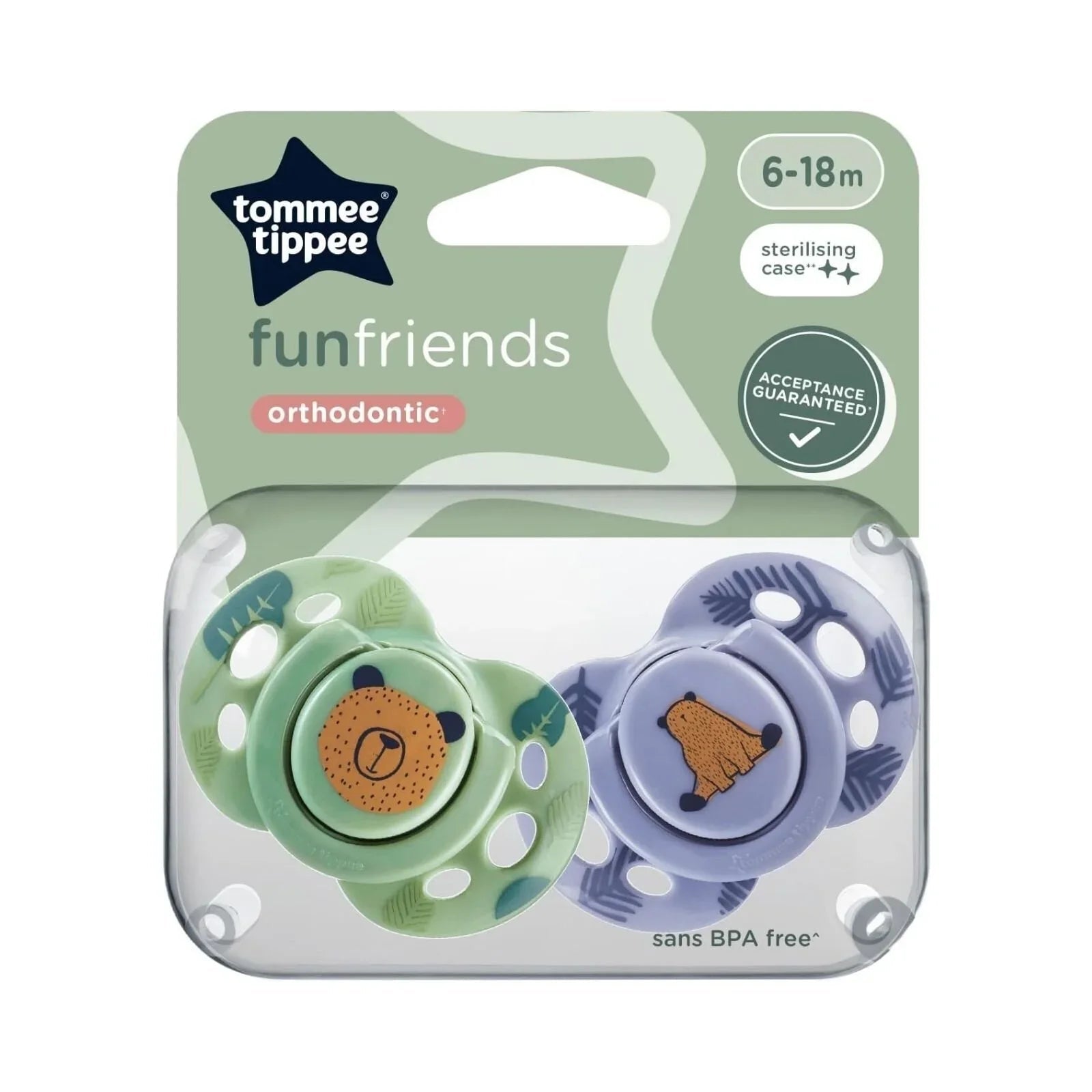 Tommee Tippee Fun Style Soother 6 - 18 months Pack of 2 Assorted - mezetto ebebek ebebek