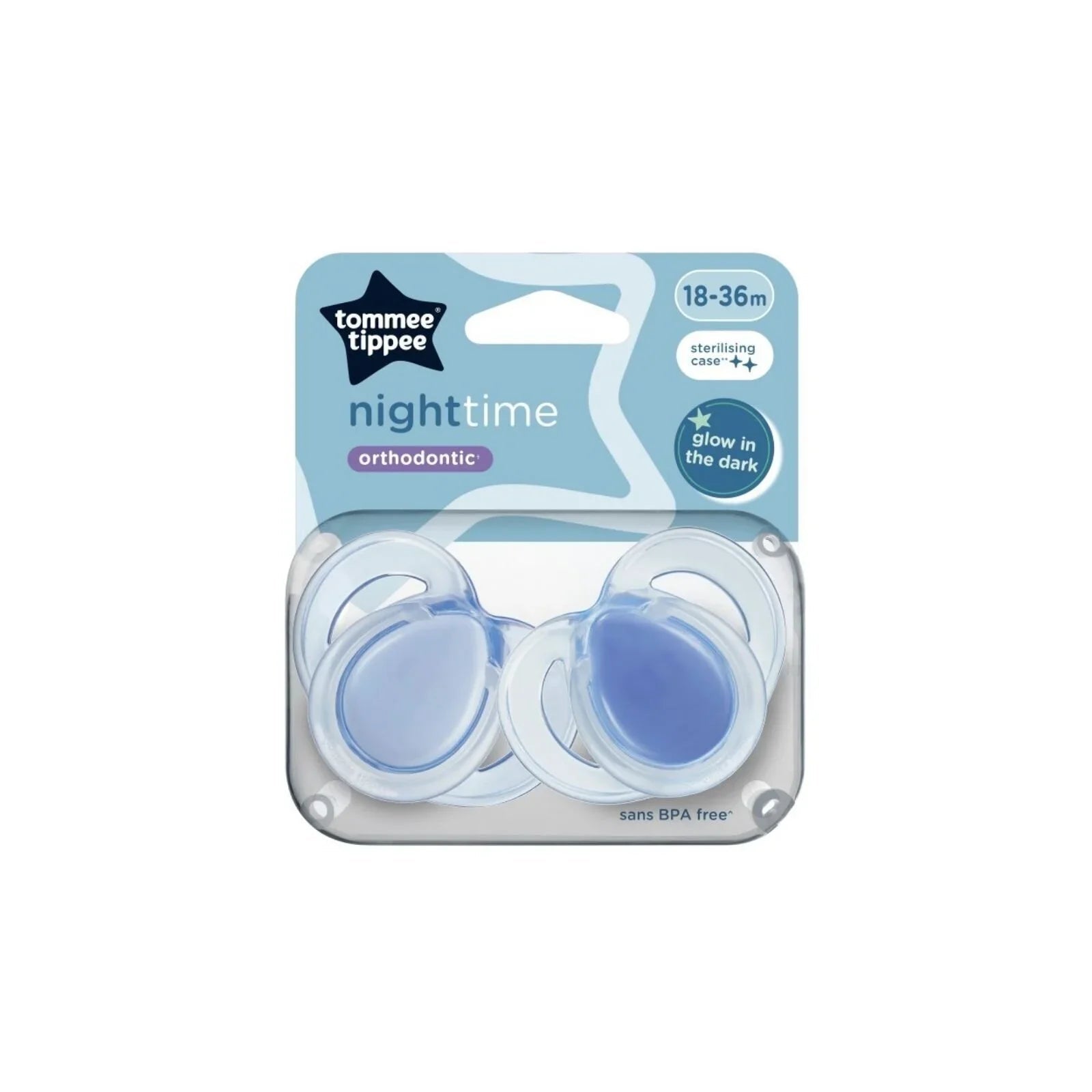 Tommee Tippee Night Time Soother 18 - 36 months Pack of 2 Assorted - mezetto ebebek ebebek