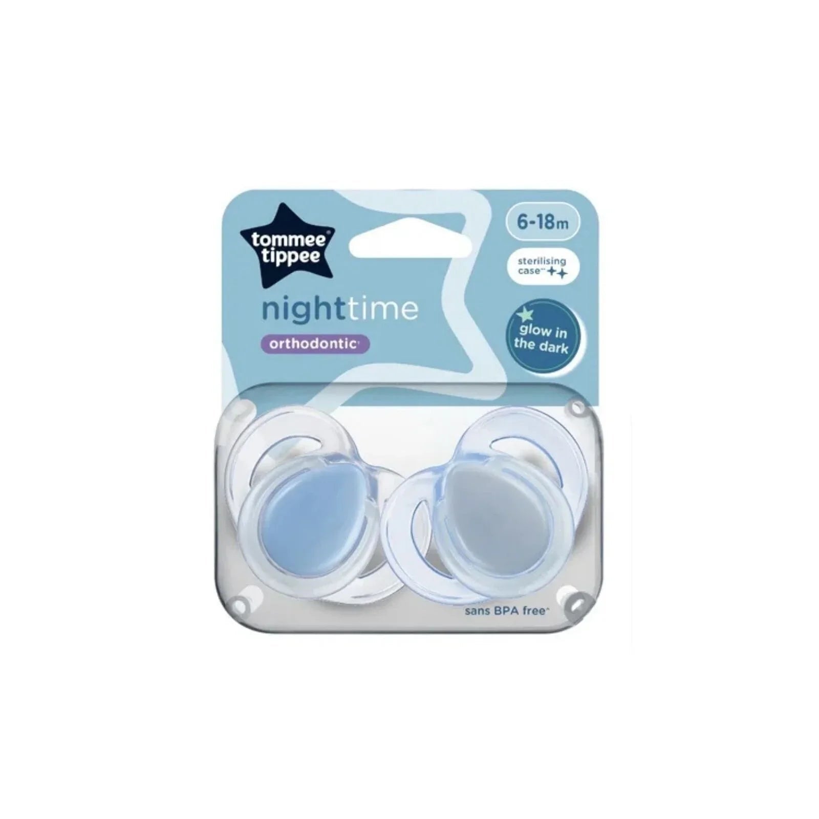Tommee Tippee Night Time Soother 6 - 18 months Pack of 2 Assorted - mezetto ebebek ebebek
