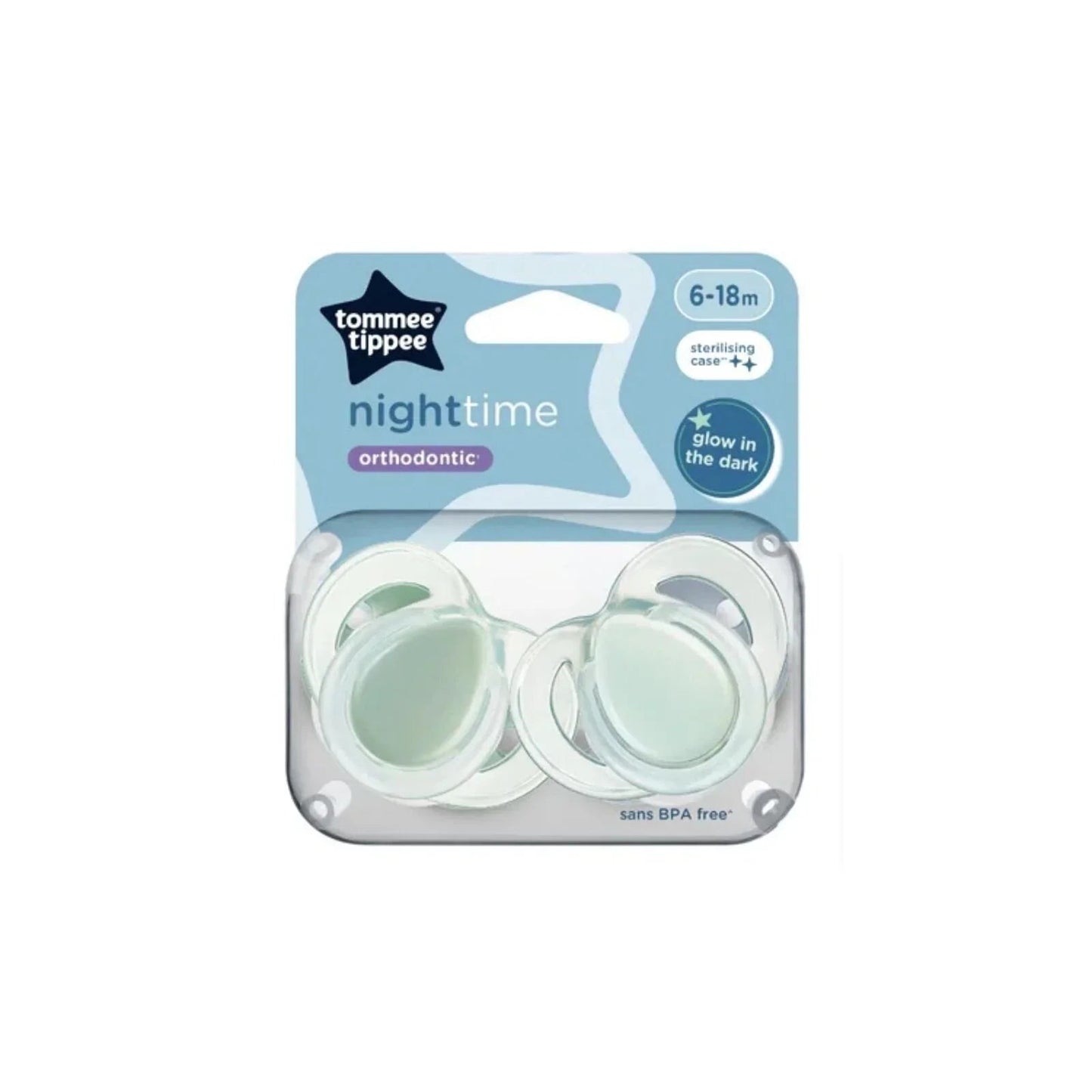 Tommee Tippee Night Time Soother 6 - 18 months Pack of 2 Assorted - mezetto ebebek ebebek
