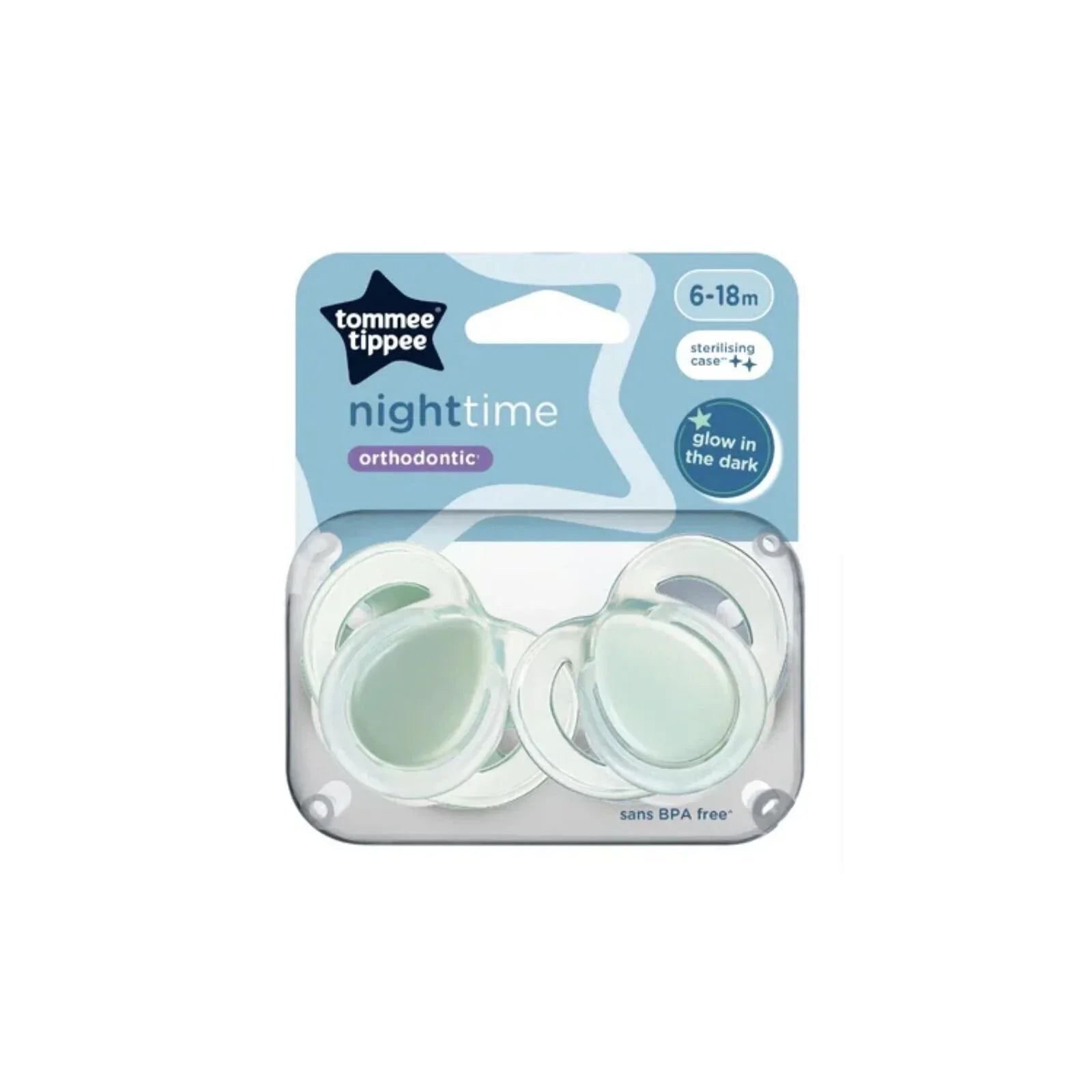 Tommee Tippee Night Time Soother 6 - 18 months Pack of 2 Assorted - mezetto ebebek ebebek