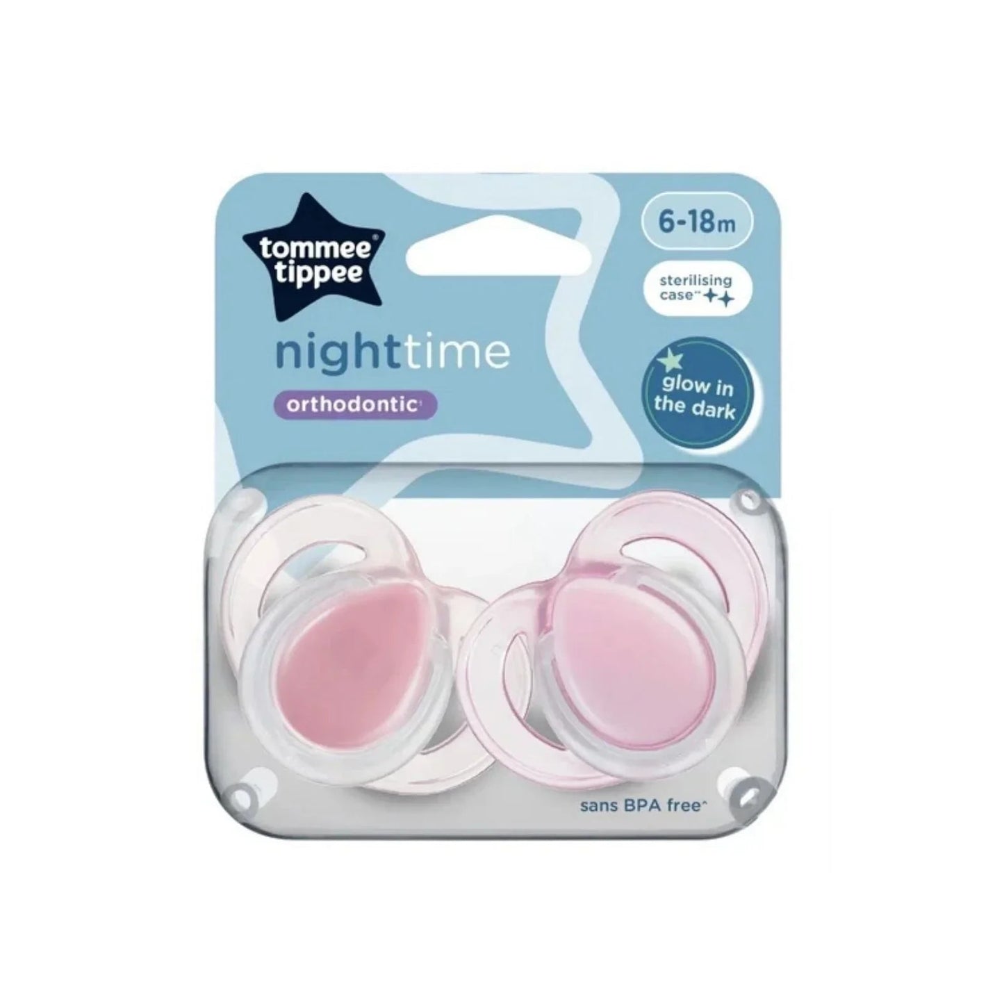 Tommee Tippee Night Time Soother 6 - 18 months Pack of 2 Assorted - mezetto ebebek ebebek