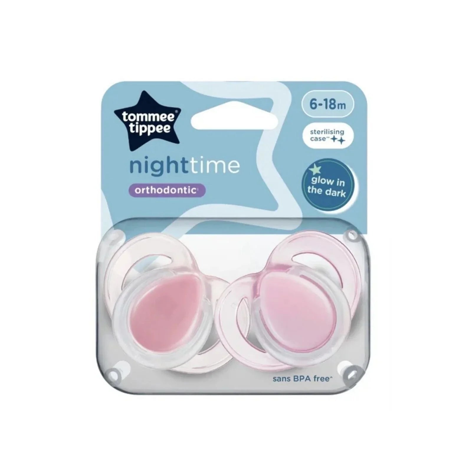 Tommee Tippee Night Time Soother 6 - 18 months Pack of 2 Assorted - mezetto ebebek ebebek