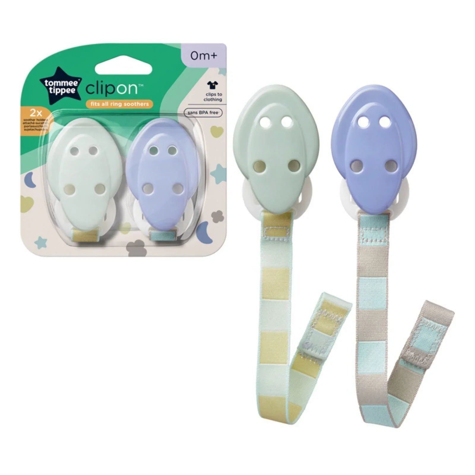 Tommee Tippee Soother Strap 0+ months Pack of 2 - mezetto ebebek ebebek
