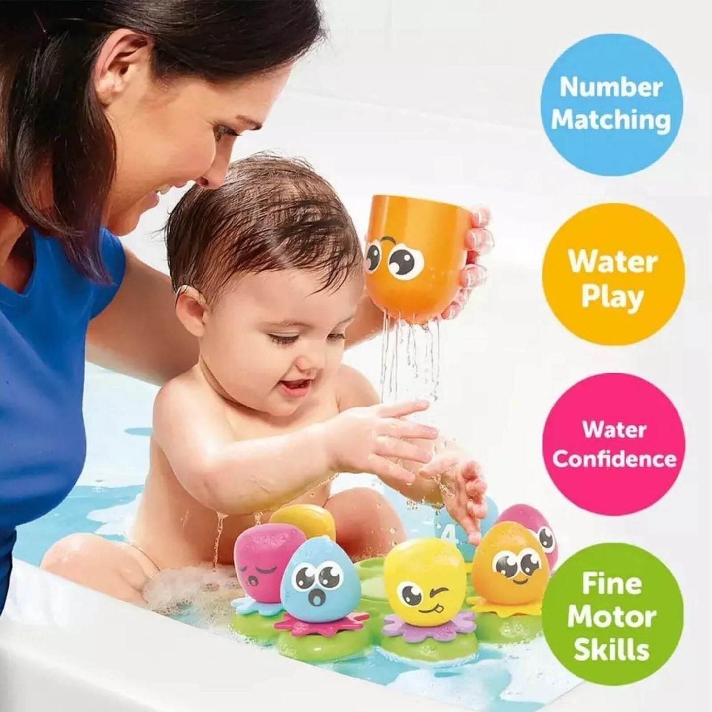 TOMY Toomies Octopals Number Sorting Baby Bath Toy - mezetto ebebek ebebek