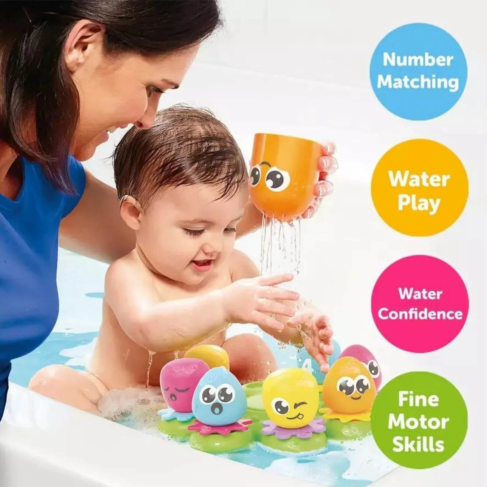 TOMY Toomies Octopals Number Sorting Baby Bath Toy - mezetto ebebek ebebek