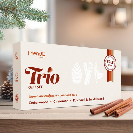 Trio Gift Set - Cedarwood, Cinnamon, Patchouli & Sandalwood - mezetto Friendly Soap Friendly Soap
