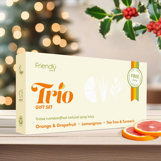 Trio Gift Set - Orange & Grapefruit, Lemongrass, Tea Tree & Turmeric - mezetto Friendly Soap Friendly Soap