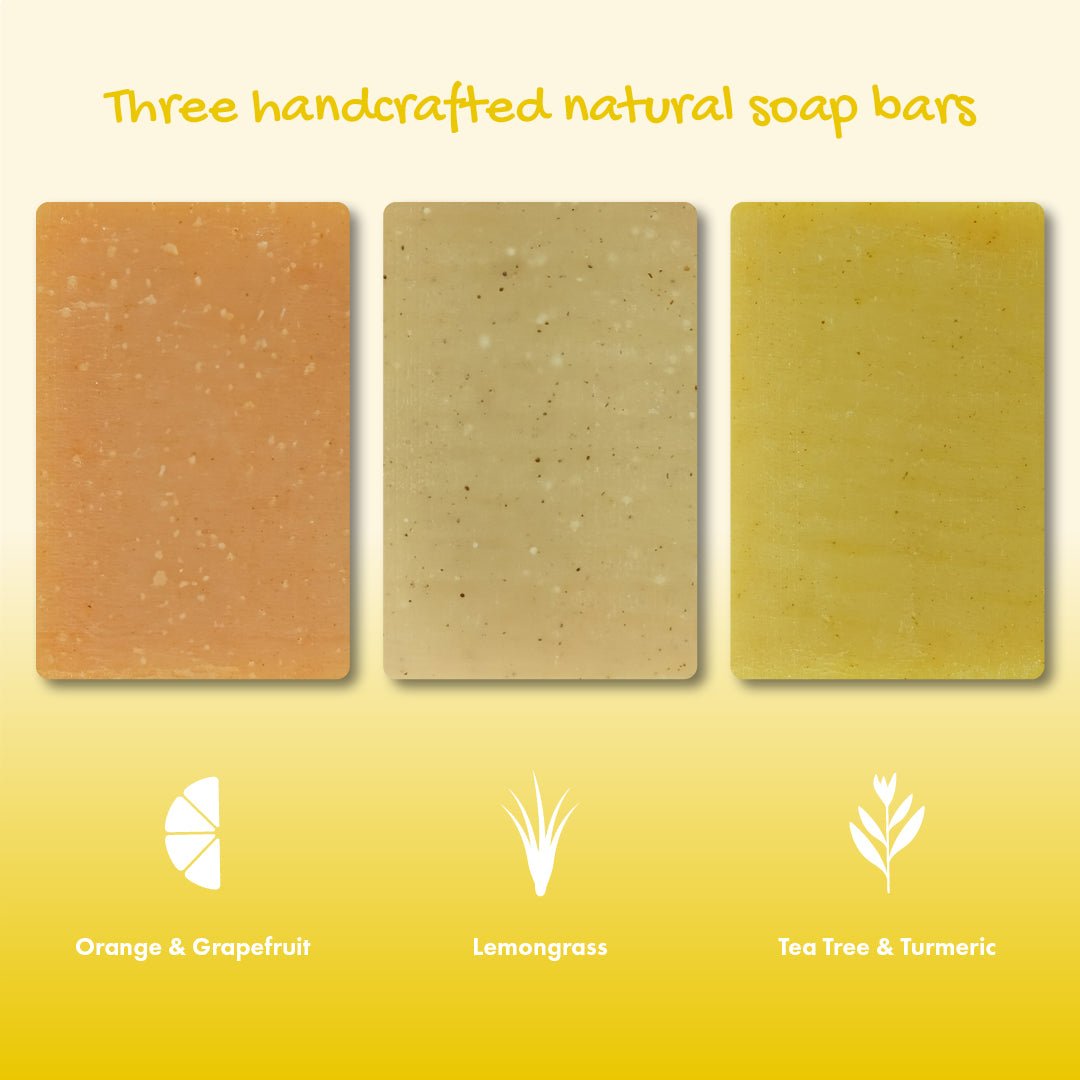 Trio Gift Set - Orange & Grapefruit, Lemongrass, Tea Tree & Turmeric - mezetto Friendly Soap Friendly Soap
