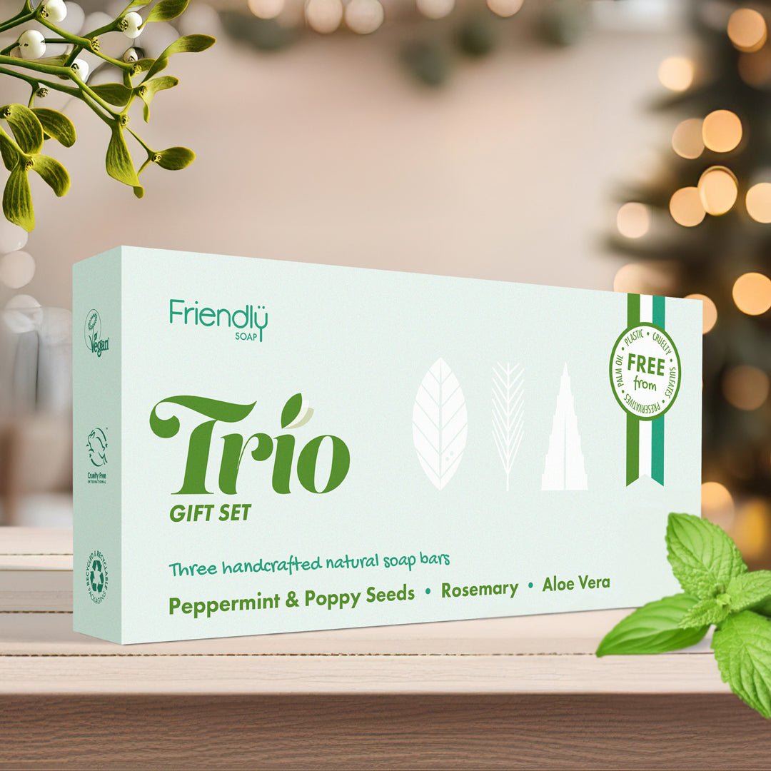 Trio Gift Set - Peppermint & Poppy Seeds, Rosemary, Aloe Vera - mezetto Friendly Soap Friendly Soap