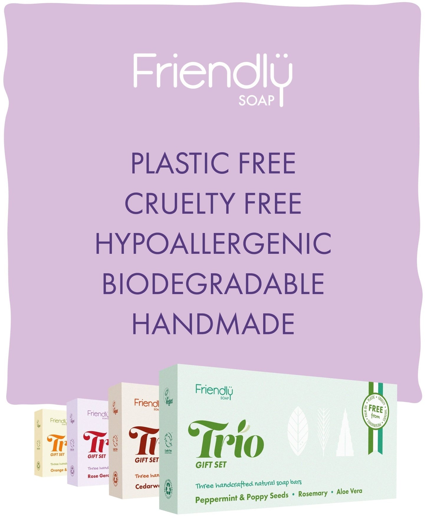 Trio Gift Set - Rose Geranium, Ylang Ylang, Lavender - mezetto Friendly Soap Friendly Soap