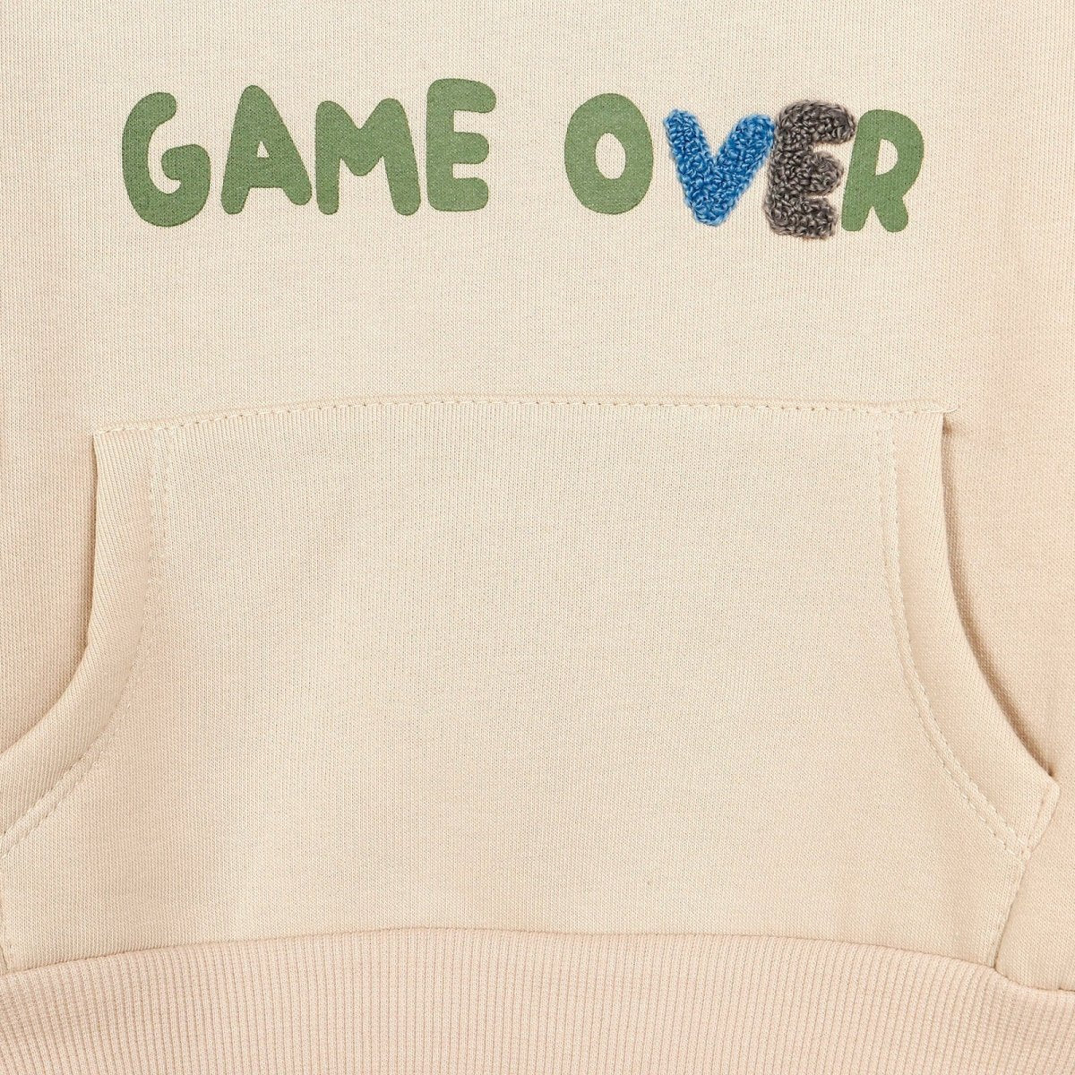 Tuffy Game Quilted Hoodie - Pocket Sweatshirt - Beige - mezetto ebebek ebebek