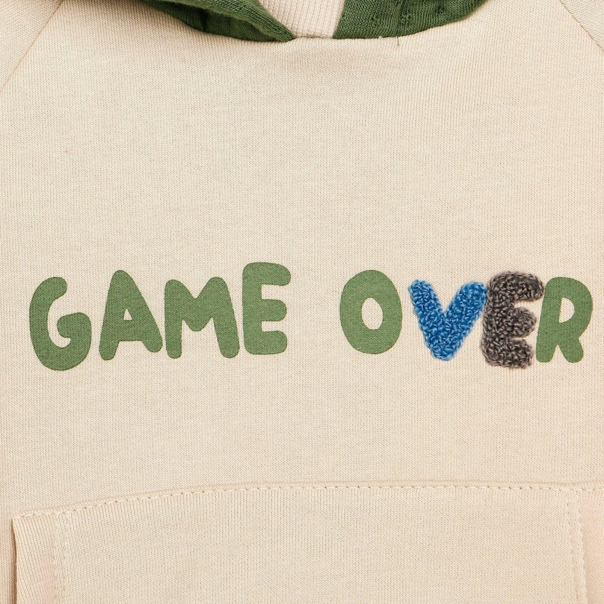 Tuffy Game Quilted Hoodie - Pocket Sweatshirt - Beige - mezetto ebebek ebebek