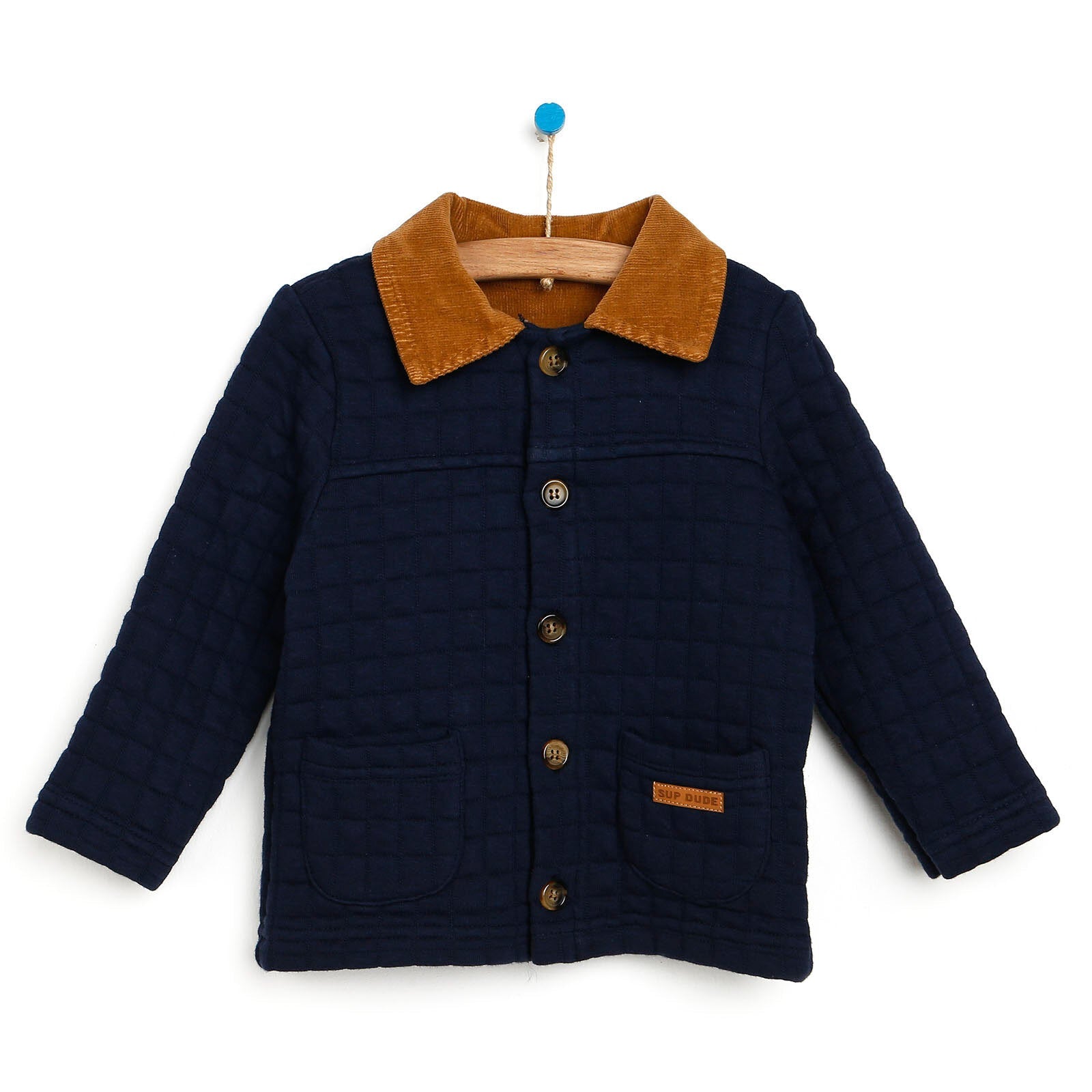 Tuffy Quilted Cardigan - Navy Blue - mezetto ebebek ebebek
