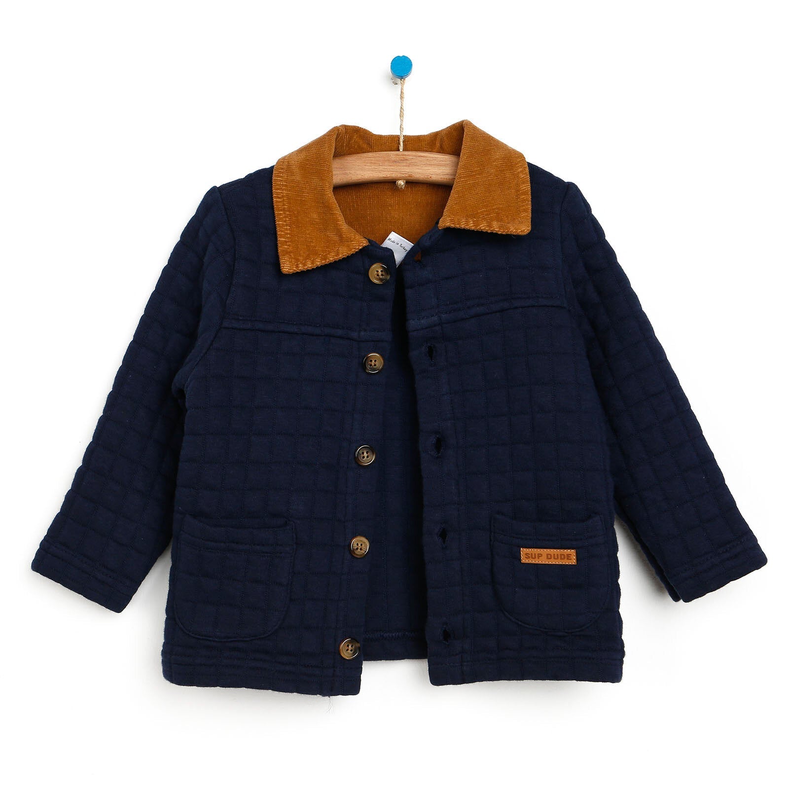 Tuffy Quilted Cardigan - Navy Blue - mezetto ebebek ebebek