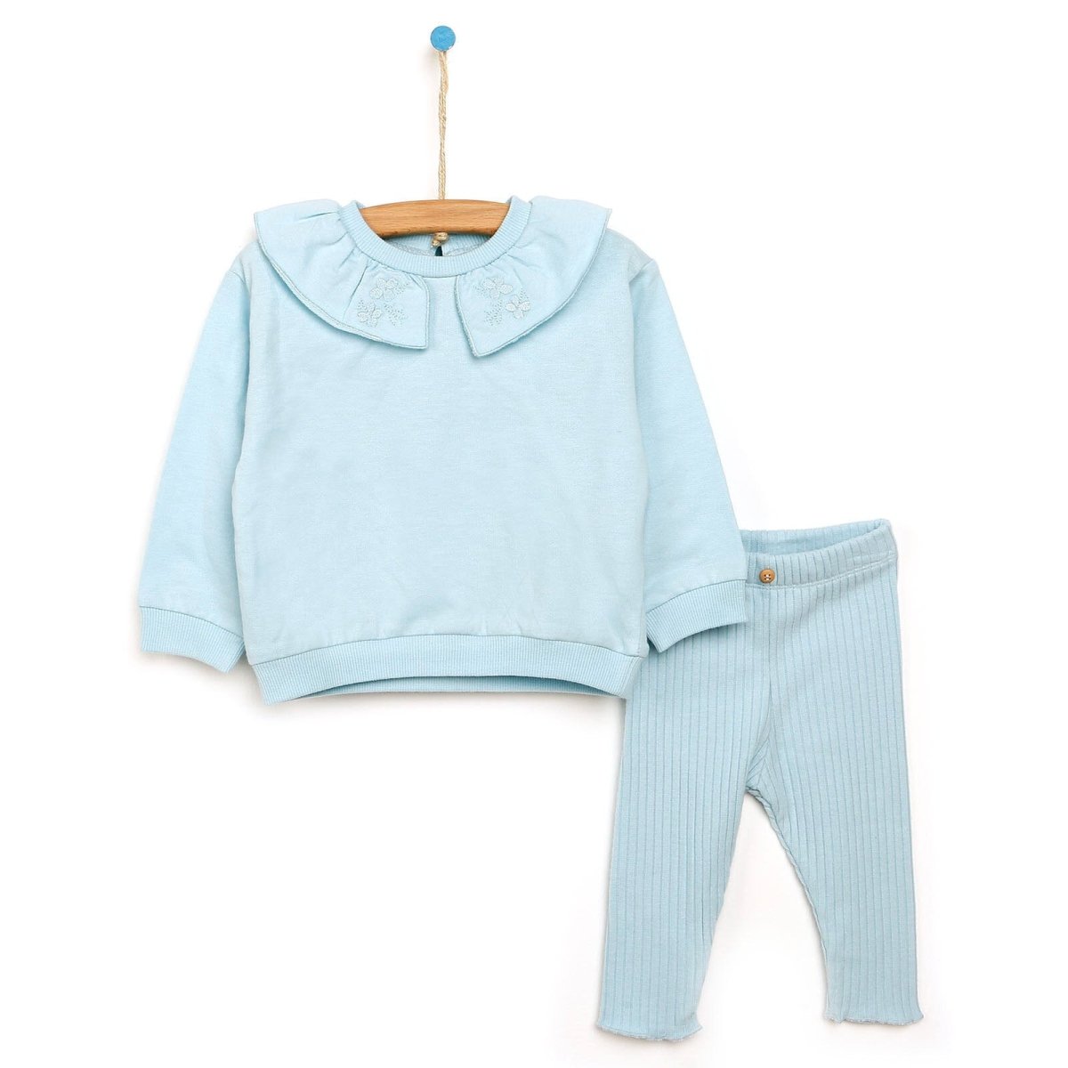 Tuffy Sweatshirt Collared - Footless Bottom - Light Blue - mezetto ebebek ebebek