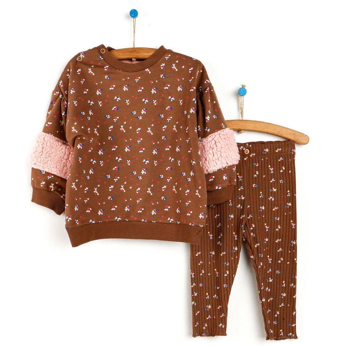 Tuffy Sweatshirt - Leggings - Light Brown - mezetto ebebek ebebek