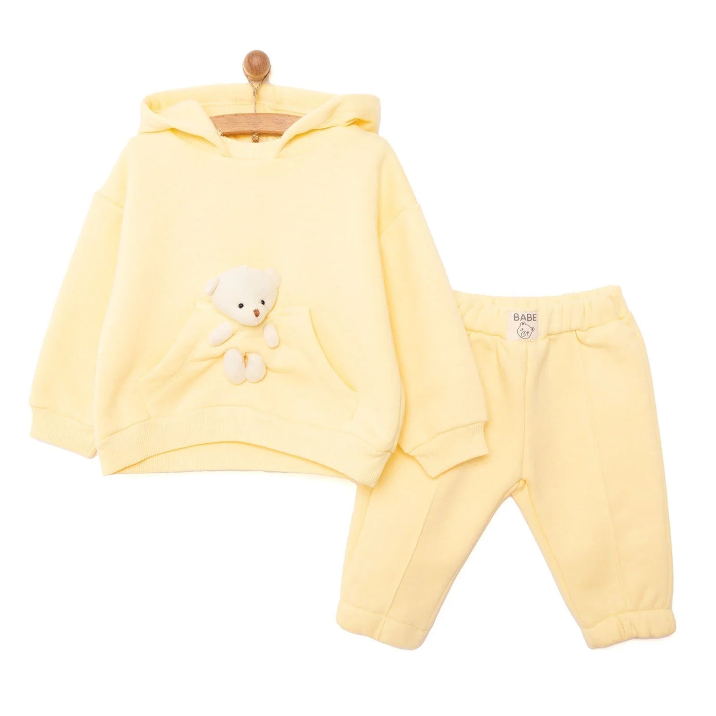 Tuffy Teddy Line Girl Jogging Set - Yellow - mezetto ebebek ebebek