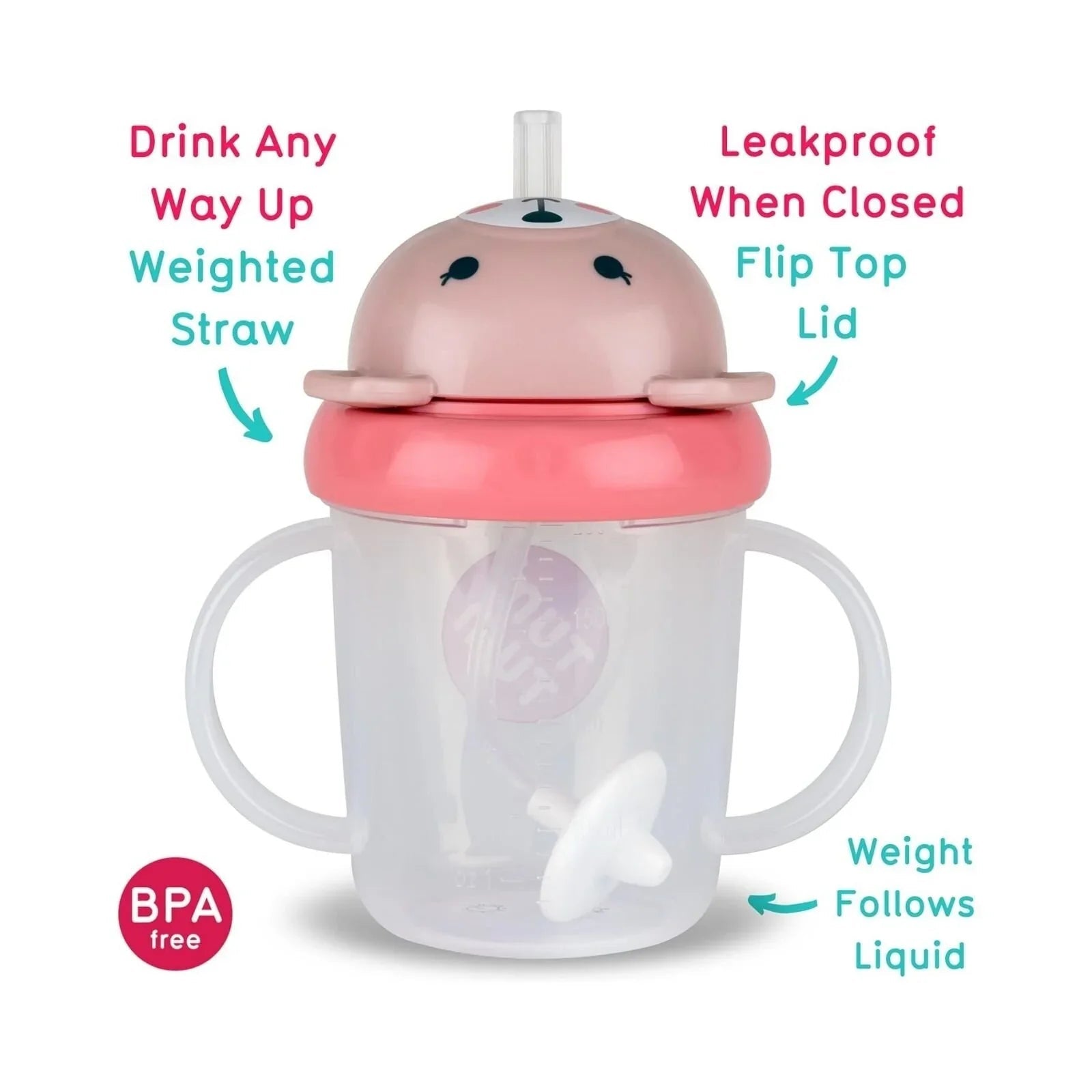 TUM TUM Betsy Bear Tippy Up Cup - Pink - mezetto ebebek ebebek
