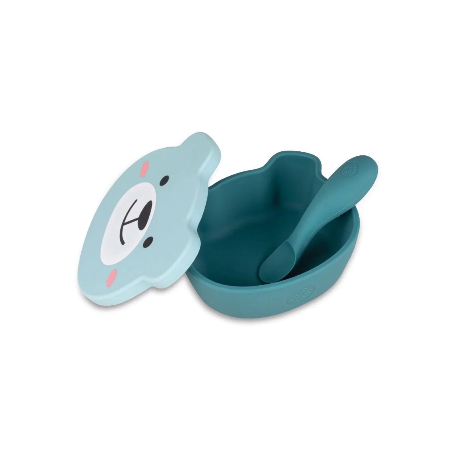 TUM TUM Silicone Weaning Bowl & Spoon Set Boris Bear - Blue - mezetto ebebek ebebek