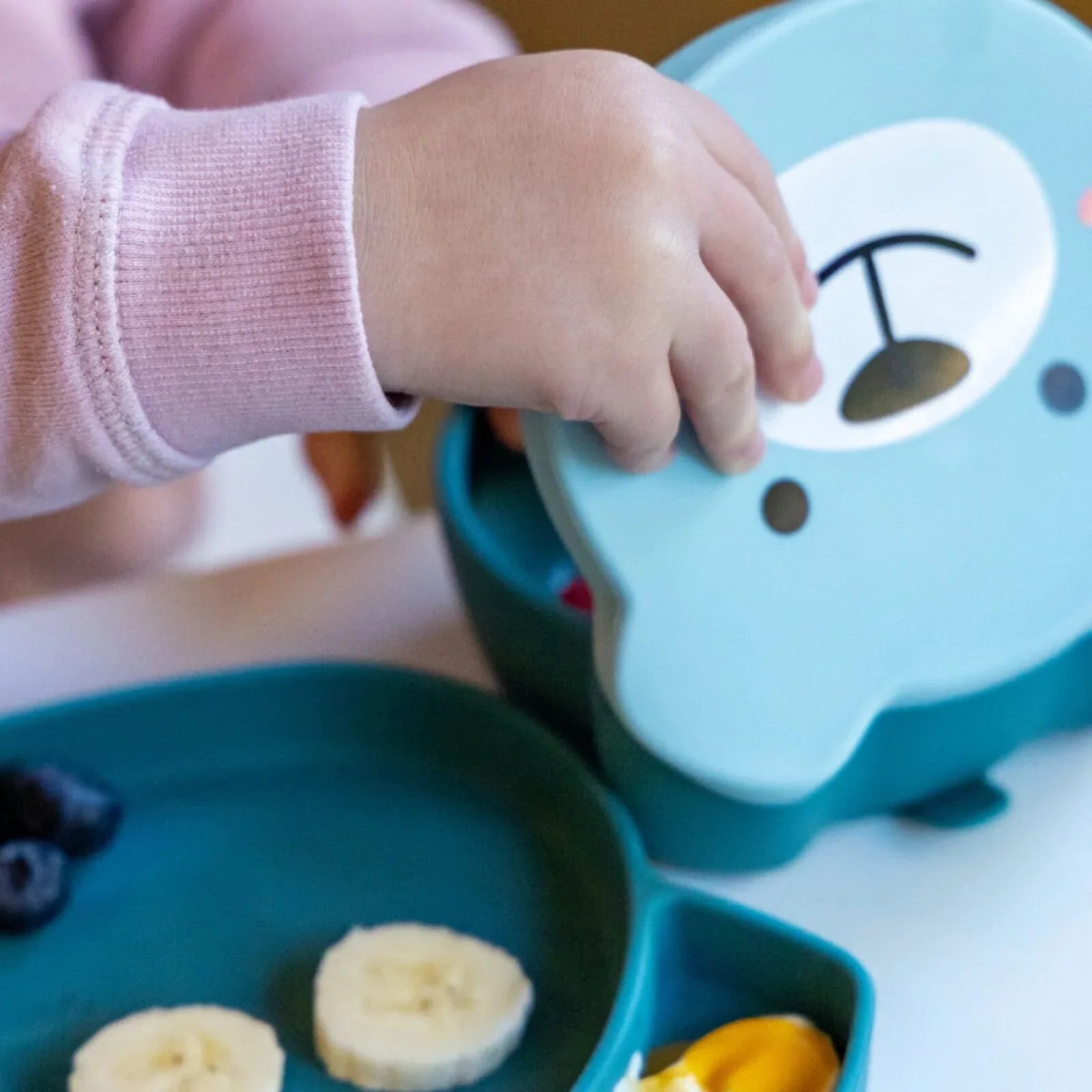 TUM TUM Silicone Weaning Bowl & Spoon Set Boris Bear - Blue - mezetto ebebek ebebek