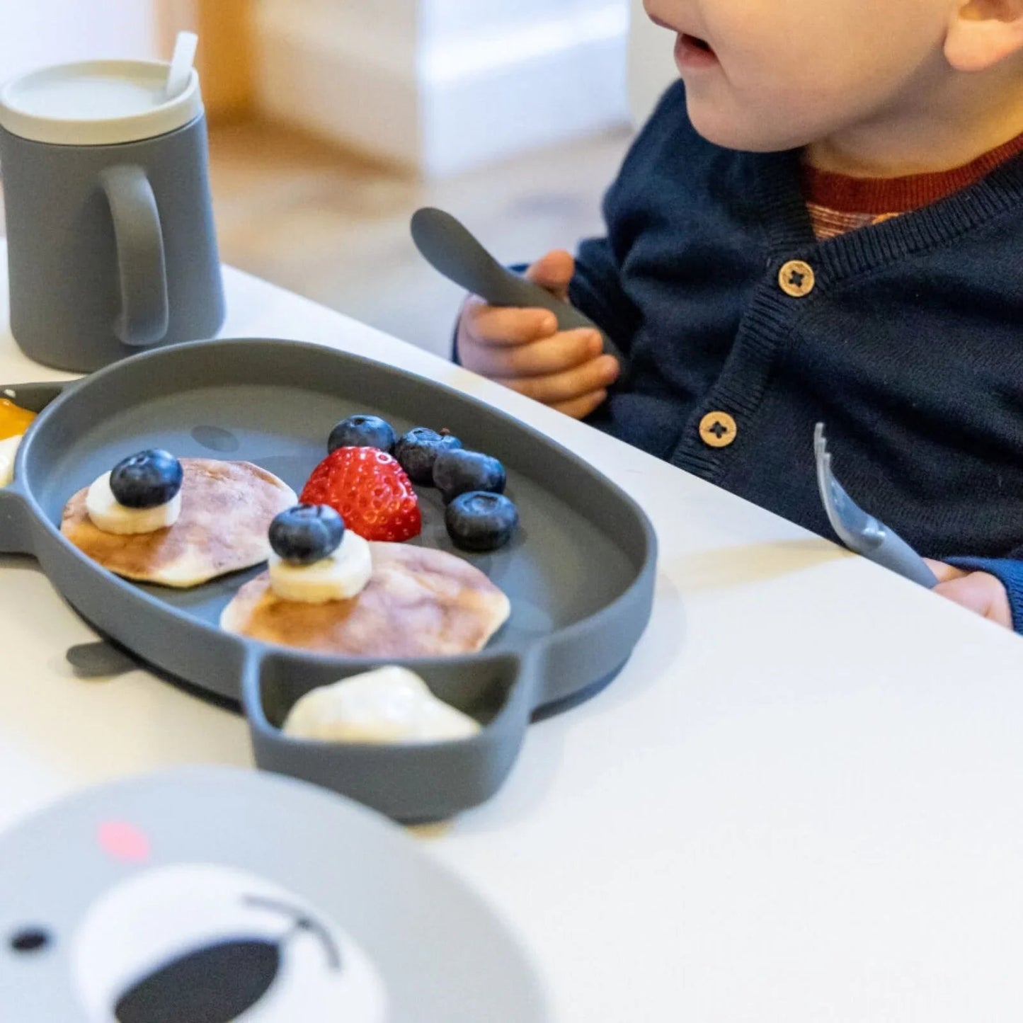 TUM TUM Silicone Weaning Bowl & Spoon Set Kev Koala - Grey - mezetto ebebek ebebek