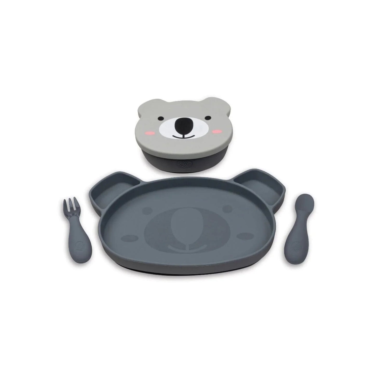 TUM TUM Silicone Weaning Bowl & Spoon Set Kev Koala - Grey - mezetto ebebek ebebek