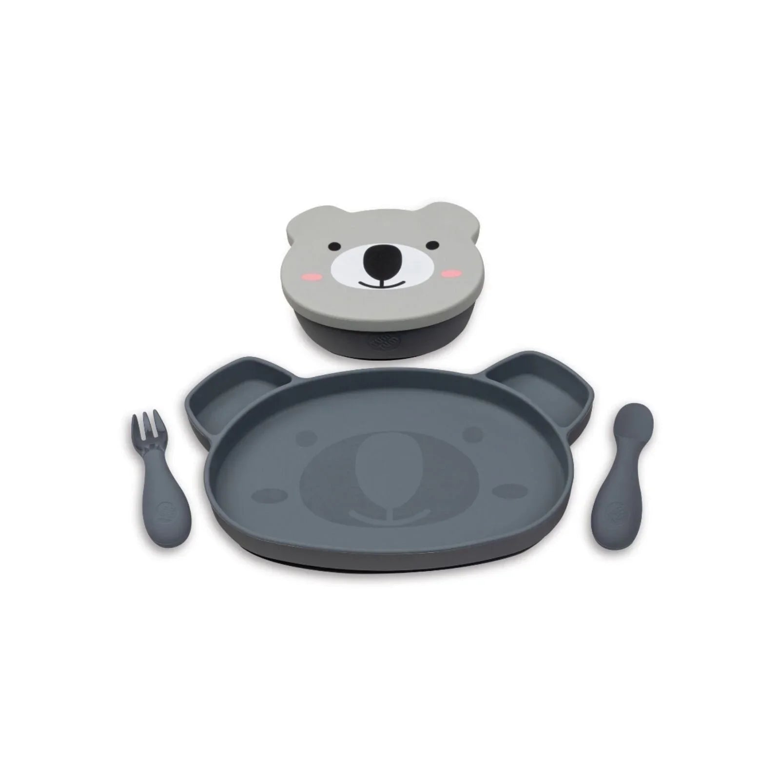 TUM TUM Silicone Weaning Bowl & Spoon Set Kev Koala - Grey - mezetto ebebek ebebek